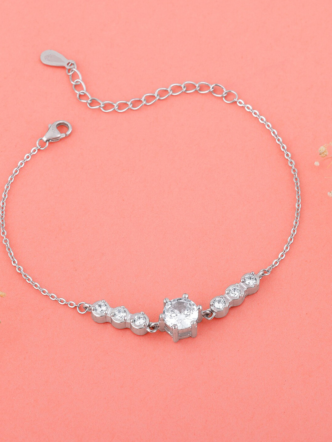 

GIVA Women 925 Sterling Silver Rhodium-Plated Cubic Zirconia Link Bracelet