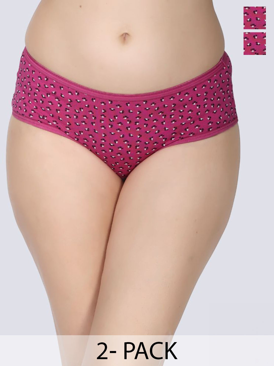 

Innocence Pack Of 2 Floral Printed Mid-Rise Basic Briefs, Fuchsia