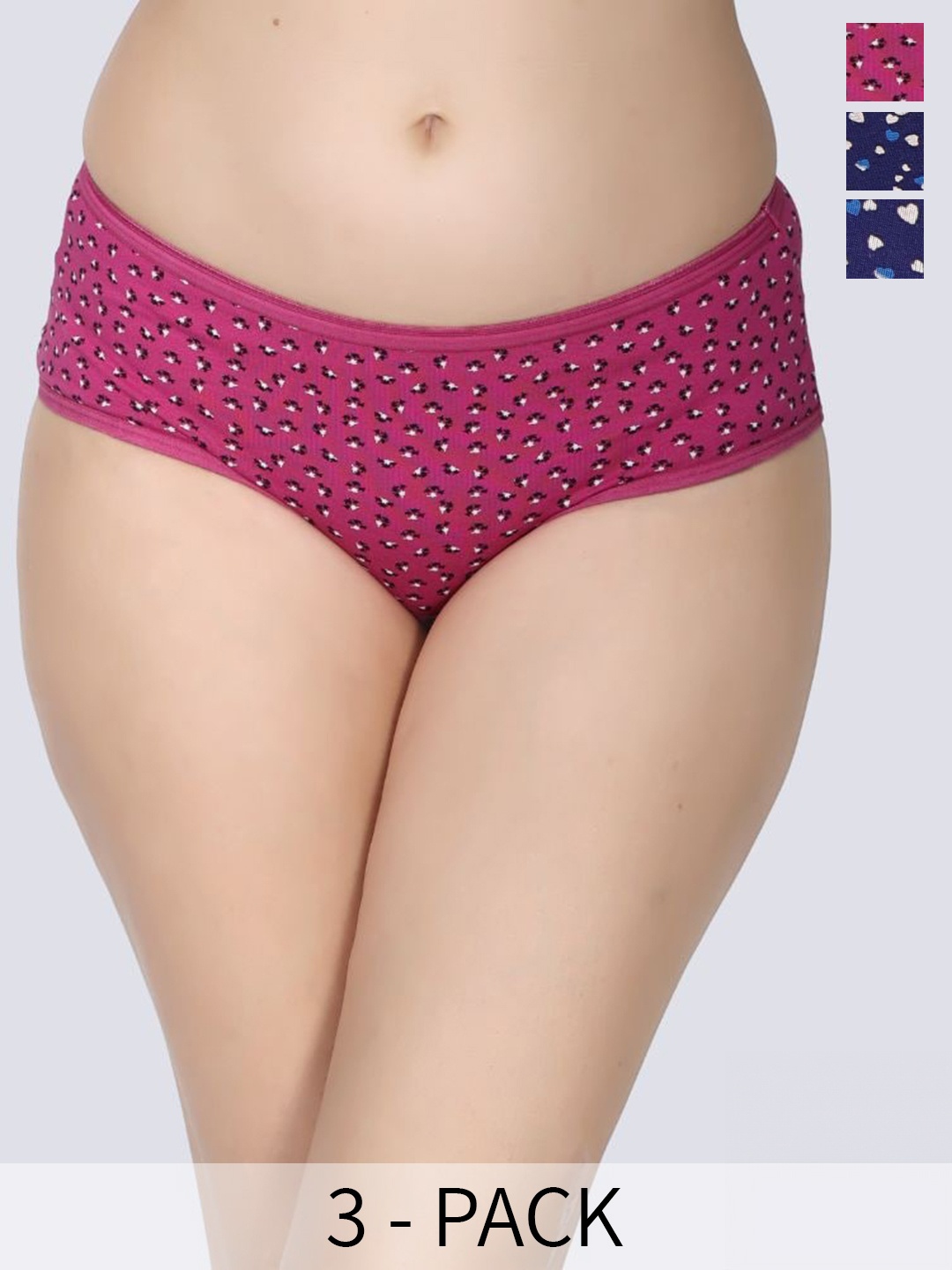 

Innocence Pack Of 3 Floral Printed Hipster Briefs BBAPLIN100095_S, Blue