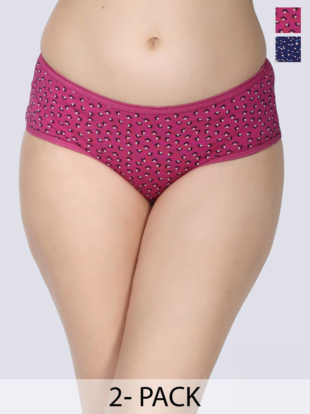 

Innocence Pack Of 2 Floral Printed Hipster Briefs BBAPLIN100097_S, Blue