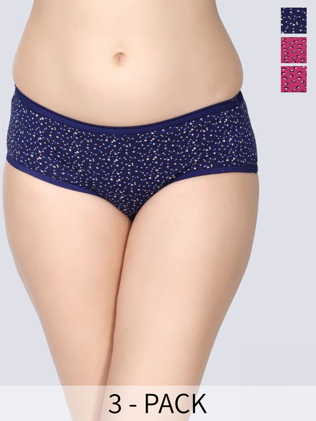 

Innocence Pack Of 3 Printed Hipster Briefs, Fuchsia