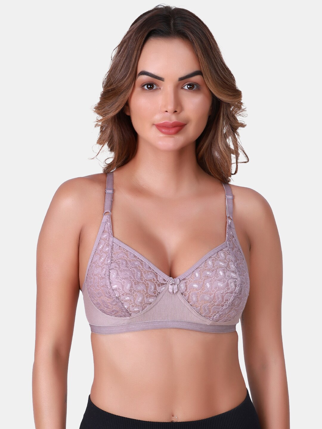 

SKDREAMS Floral Self Design Full Coverage Cotton Bra with All Day Comfort, Grey
