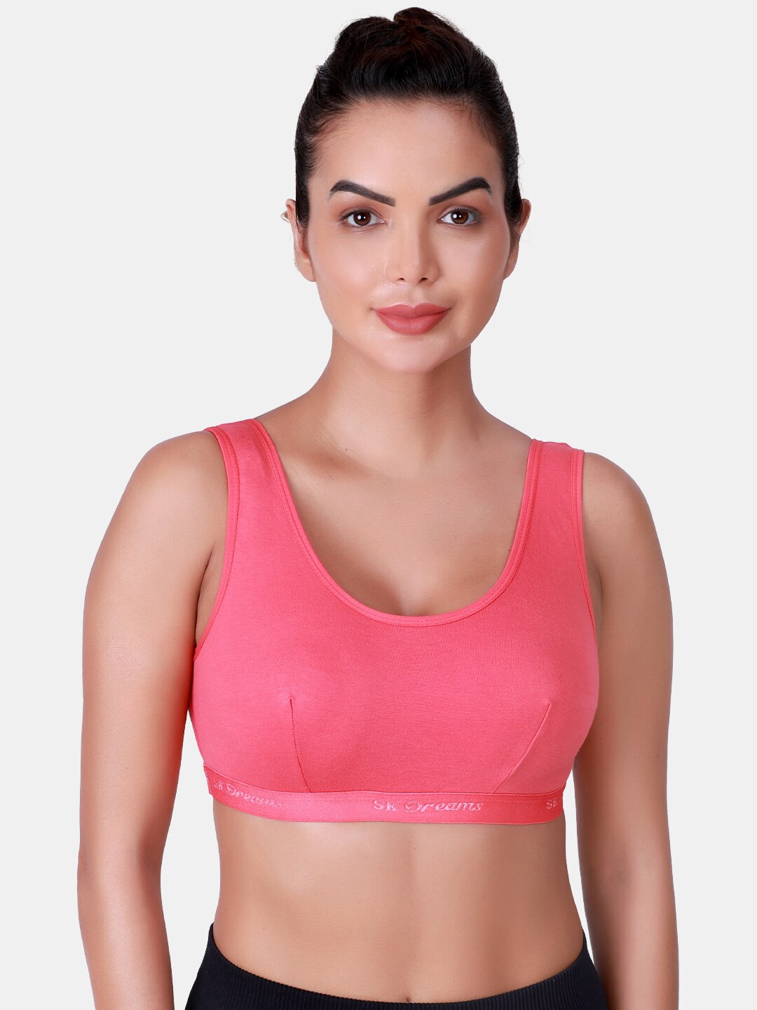 

SKDREAMS Full Coverage Non Padded Cotton Workout Bra With All Day Comfort, Rose