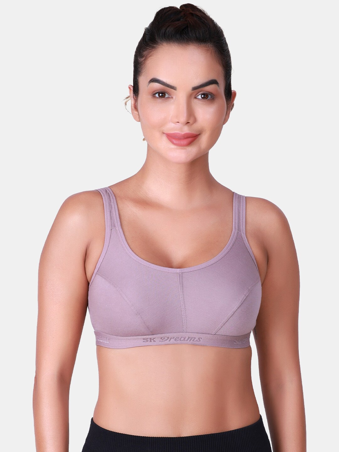 

SKDREAMS Medium Coverage Cotton Workout Bra, Purple
