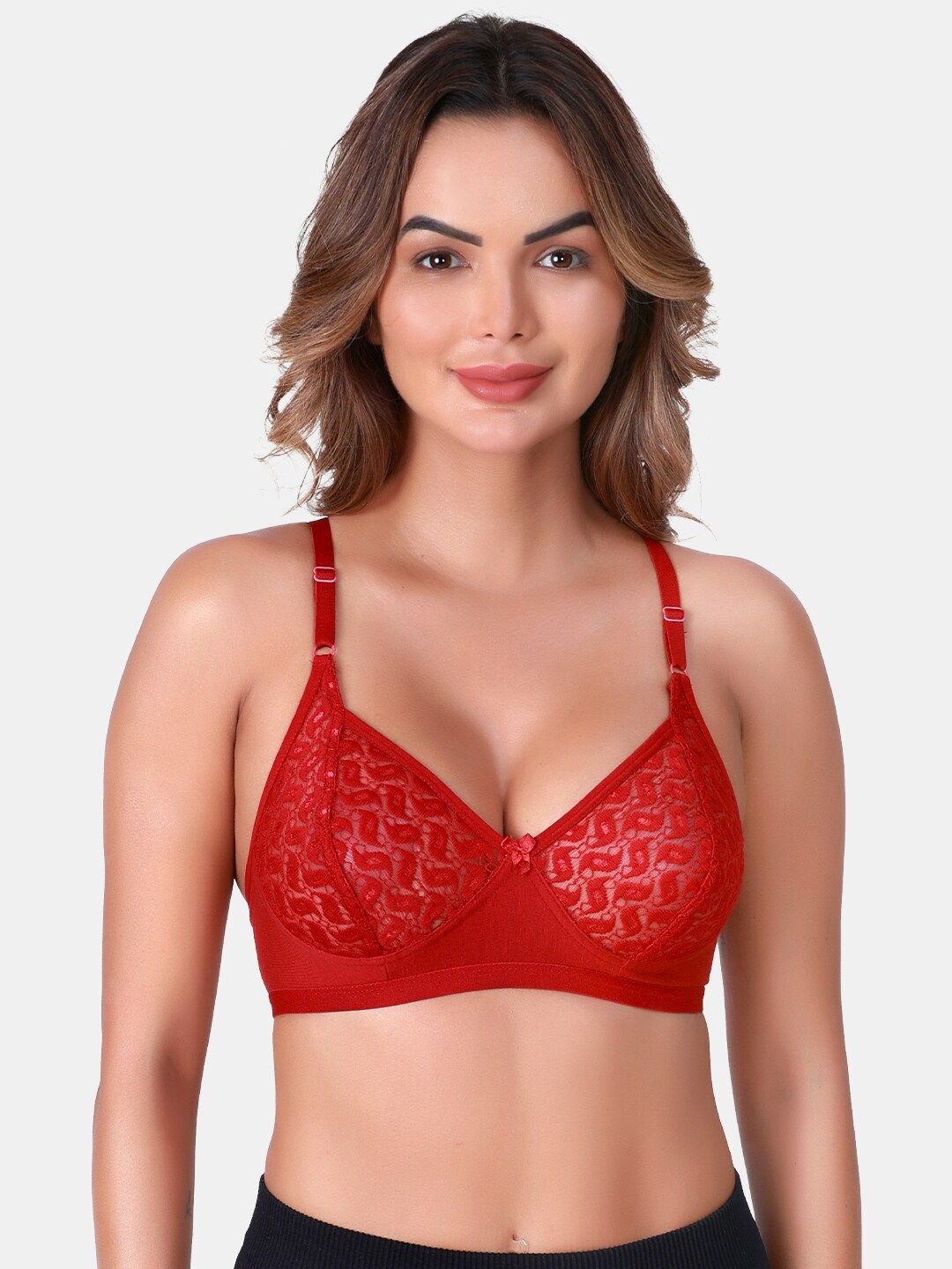 

SKDREAMS Non Padded Full Coverage Cotton Everyday Bra With All Day Comfort, Red