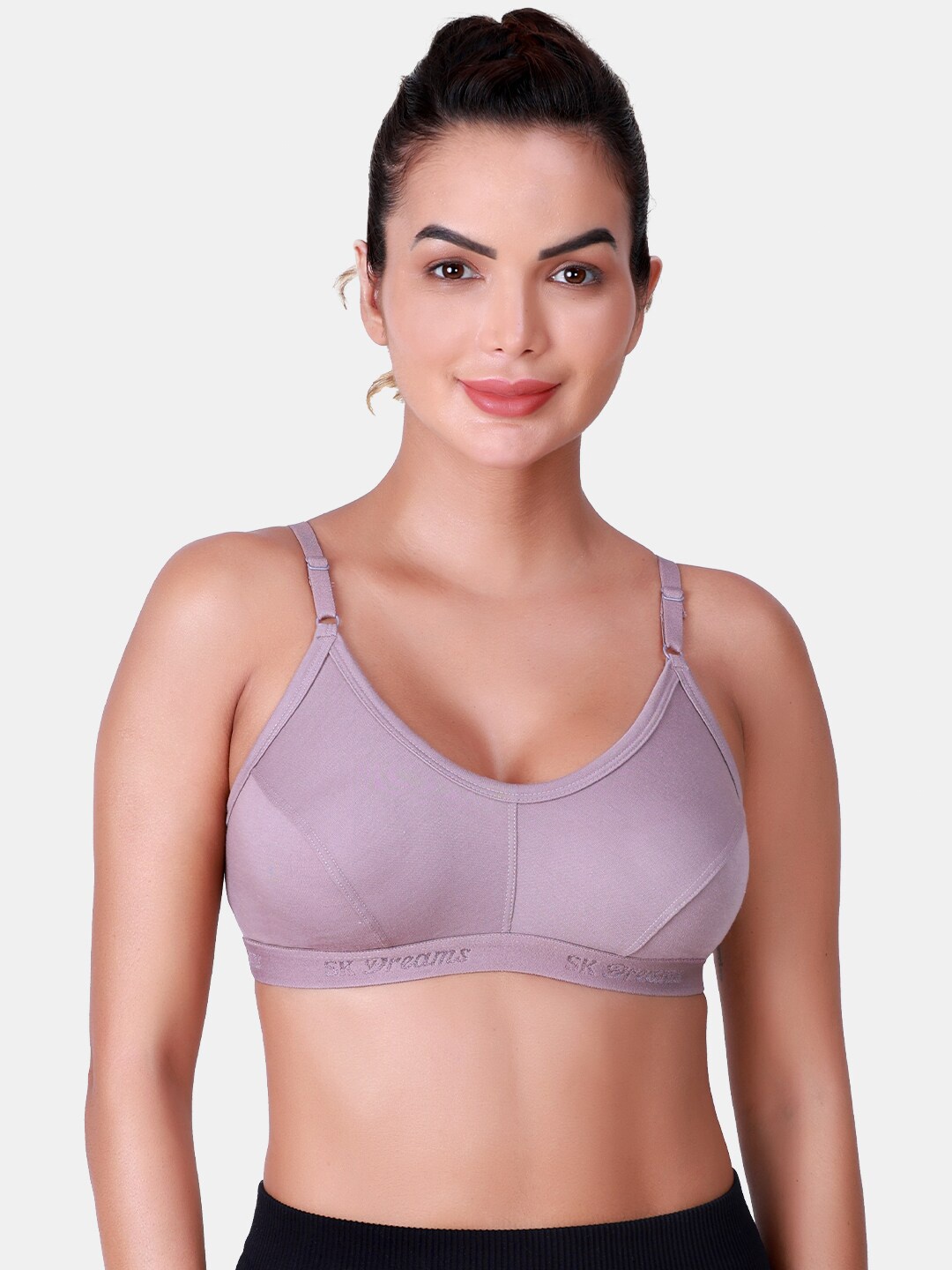 

SKDREAMS Non Padded Full Coverage Cotton Workout Bra With All Day Comfort, Grey