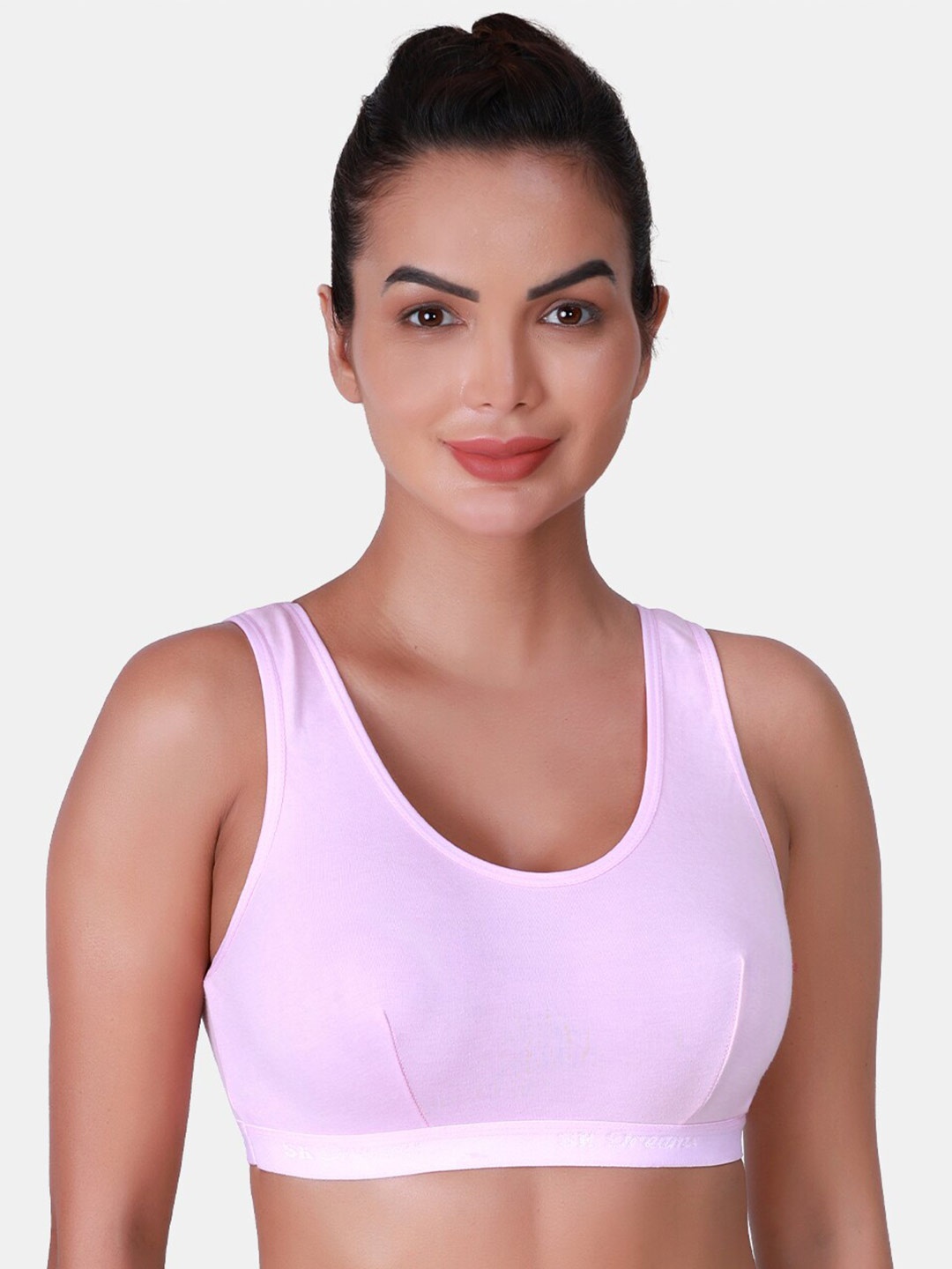 

SKDREAMS Full Coverage Non Padded Cotton Workout Bra With All Day Comfort, Pink