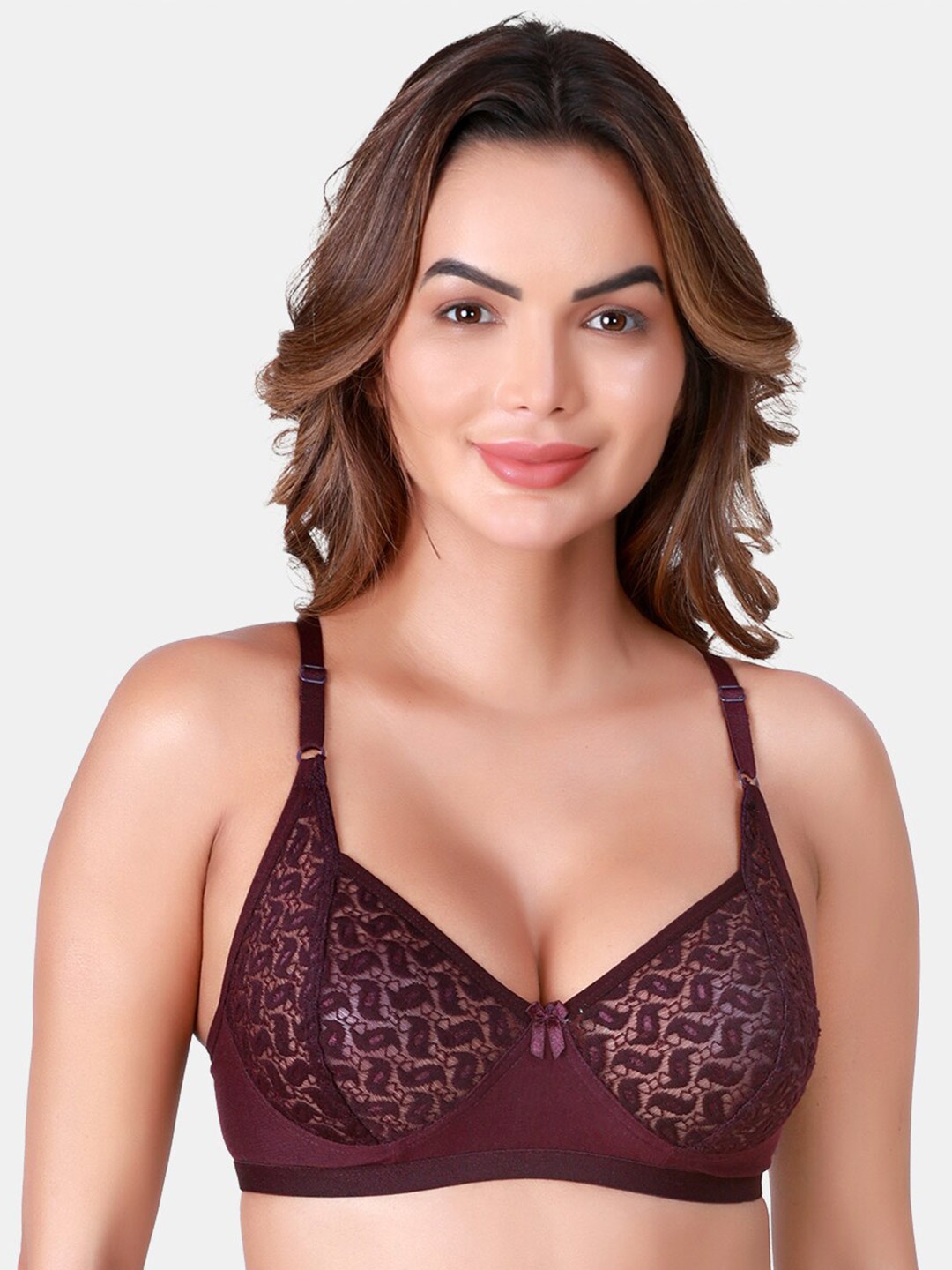 

SKDREAMS Self Design Full Coverage Cotton Everyday Bra With All Day Comfort, Purple