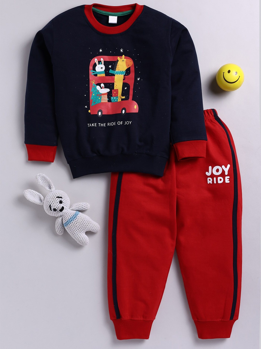 

Toonyport Boys Printed Pure Cotton T-shirt With Trousers, Navy blue