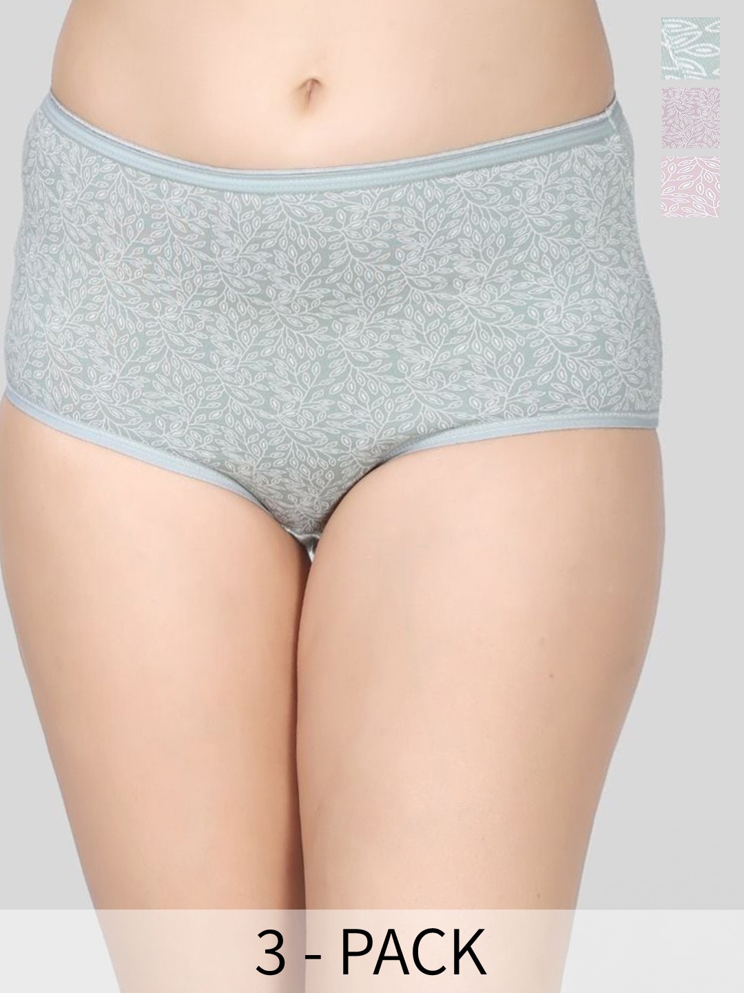 

Innocence Pack Of 3 Floral Printed Hipster Briefs BBAPLIN100062_S_01, Blue