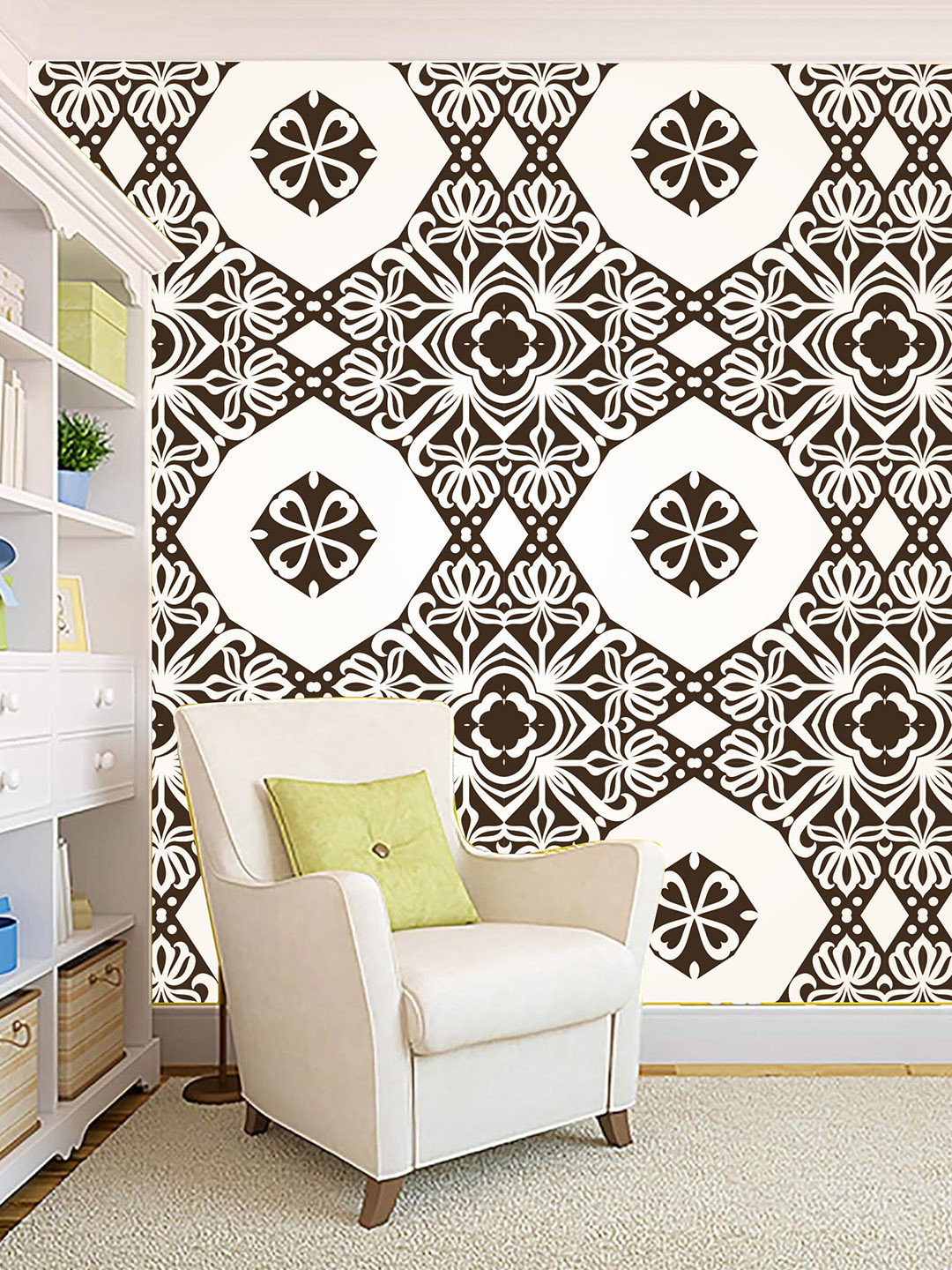 

KSHIRSA White & Black Printed Self Adhesive Removable Wallpaper