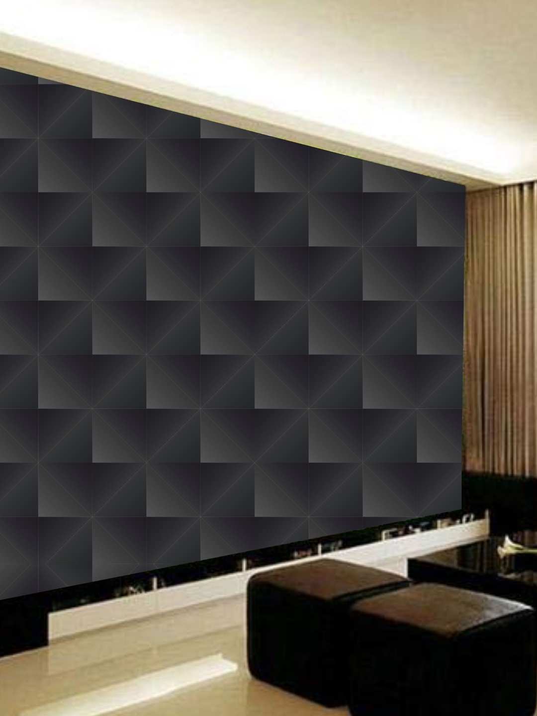 

KSHIRSA Black Geometric Self Adhesive Removable Wall Paper