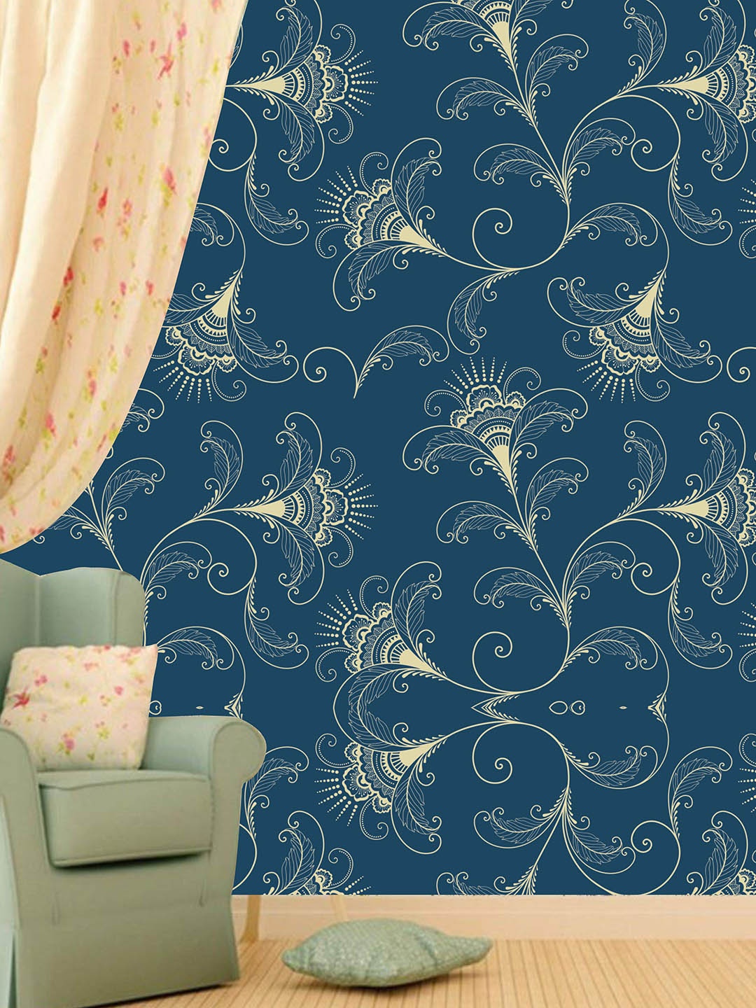 

KSHIRSA Blue Self Adhesive Removable Wallpaper
