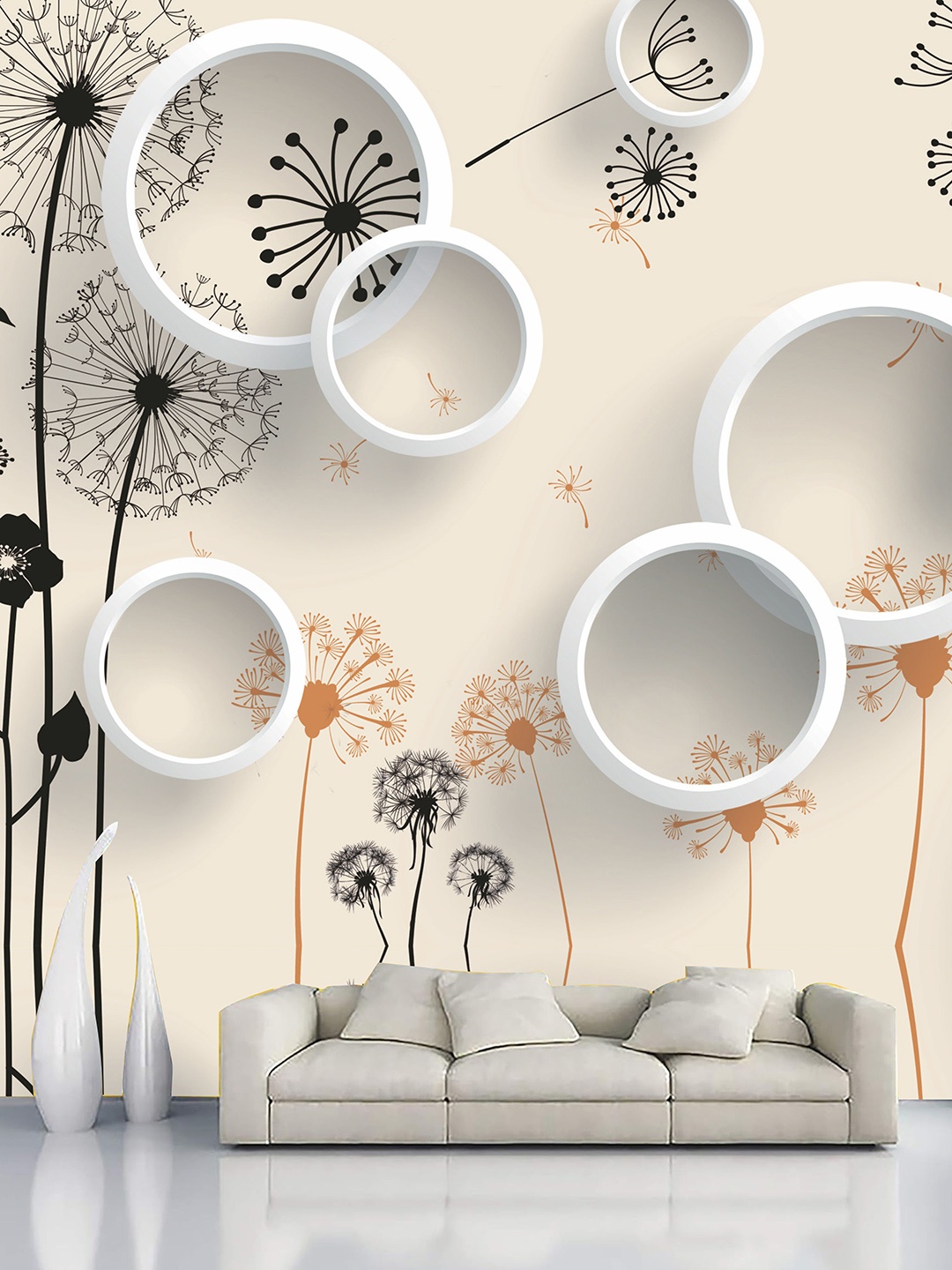 

KSHIRSA Beige & Black Self Adhesive Removable Wallpaper