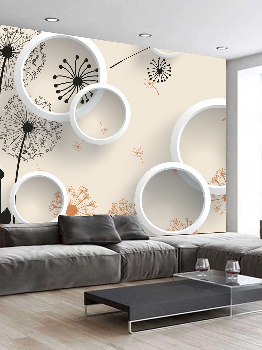 

KSHIRSA Cream & Black Liquid Marble-Printed Self Adhesive Removable Wall Paper