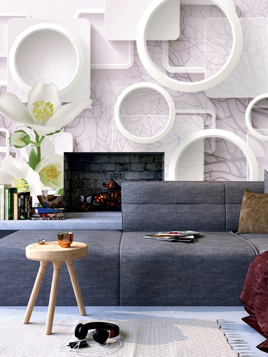 

KSHIRSA Purple & White Printed Self Adhesive Removable Wallpaper