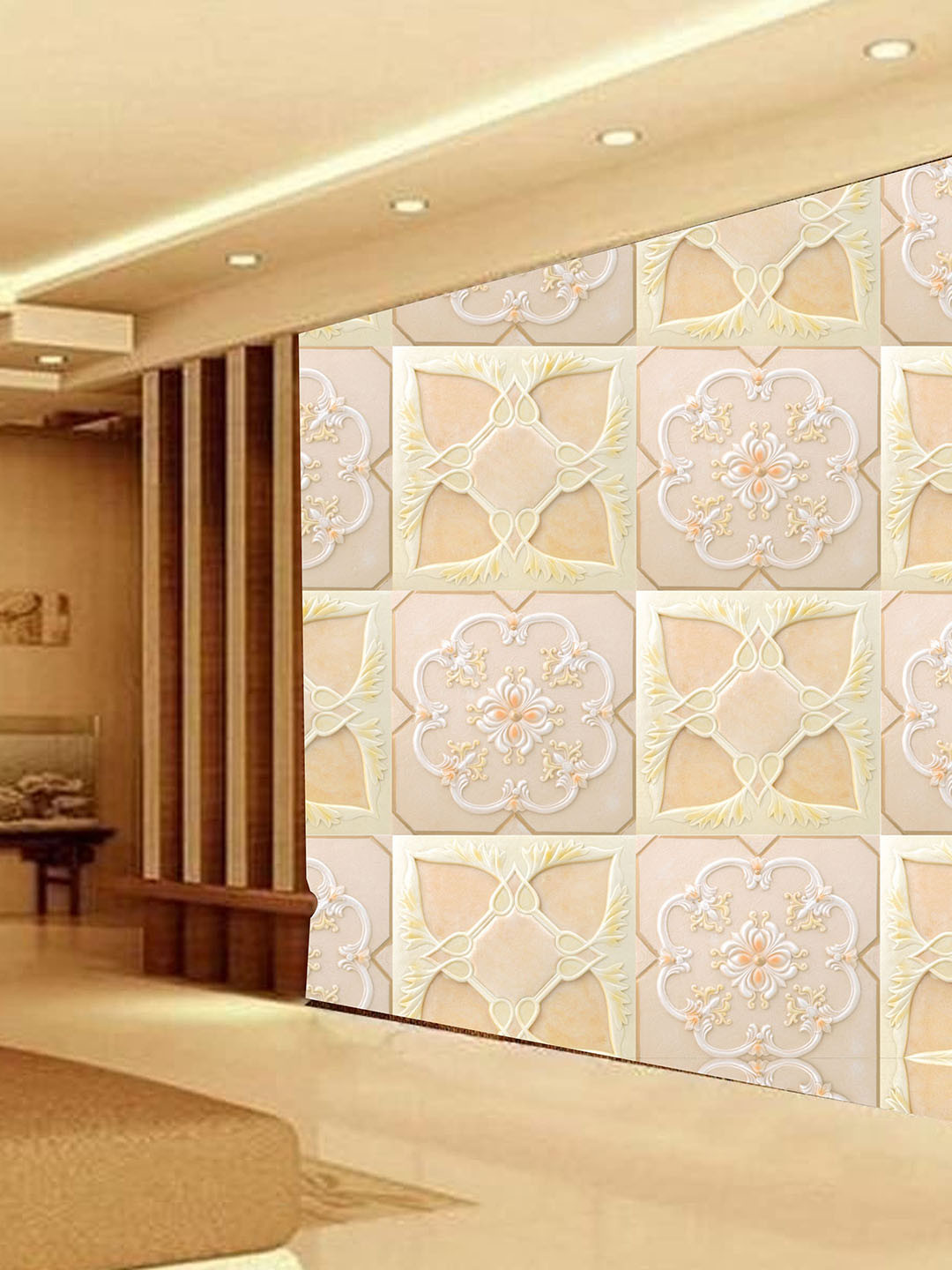 

KSHIRSA Peach Floral Self Adhesive Removable Wall Paper