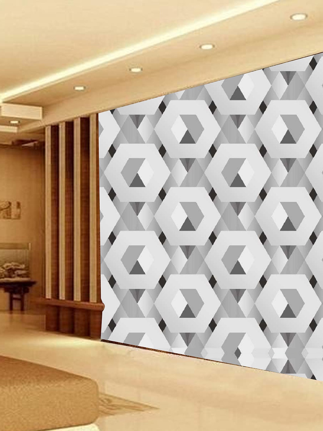 

KSHIRSA Grey & White Geometric Self Adhesive Removable Wall Paper