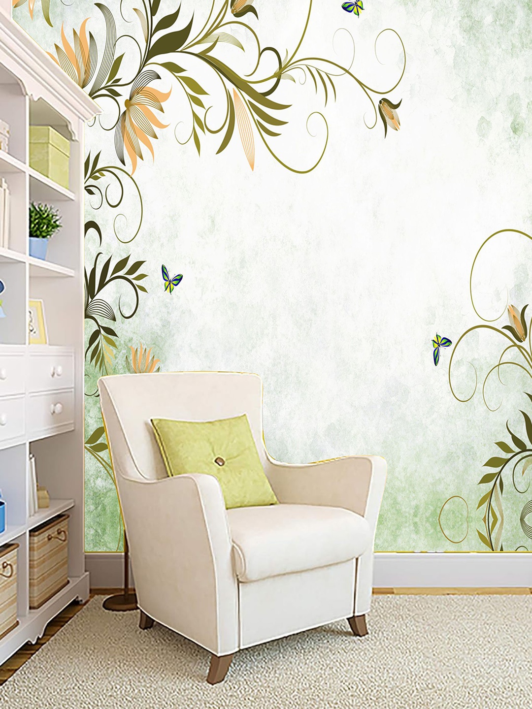 

KSHIRSA White Floral Self Adhesive Removable Wall Paper