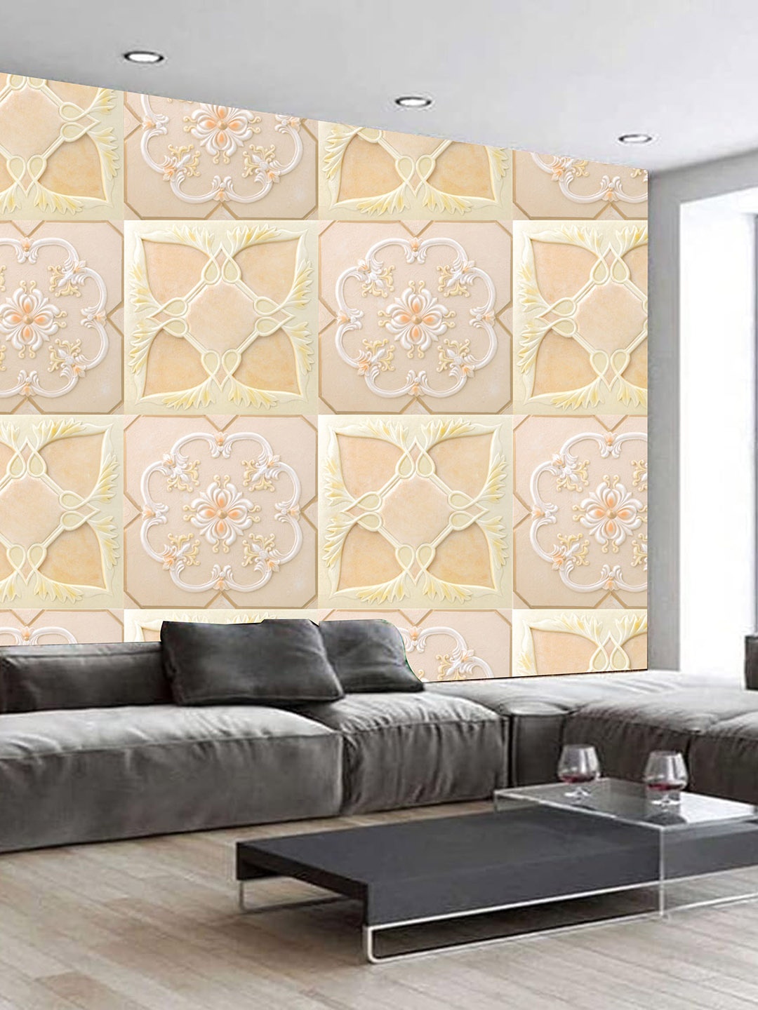 

KSHIRSA Beige Printed Self Adhesive Removable Wallpaper