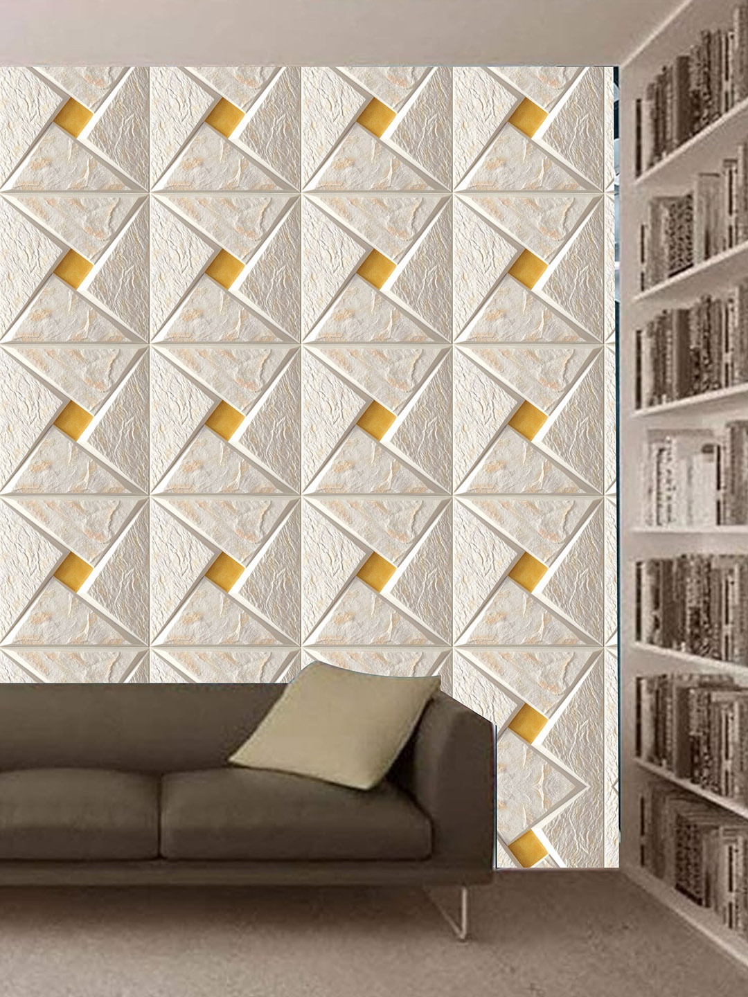 

KSHIRSA Off White Printed Self Adhesive Removable Wallpaper