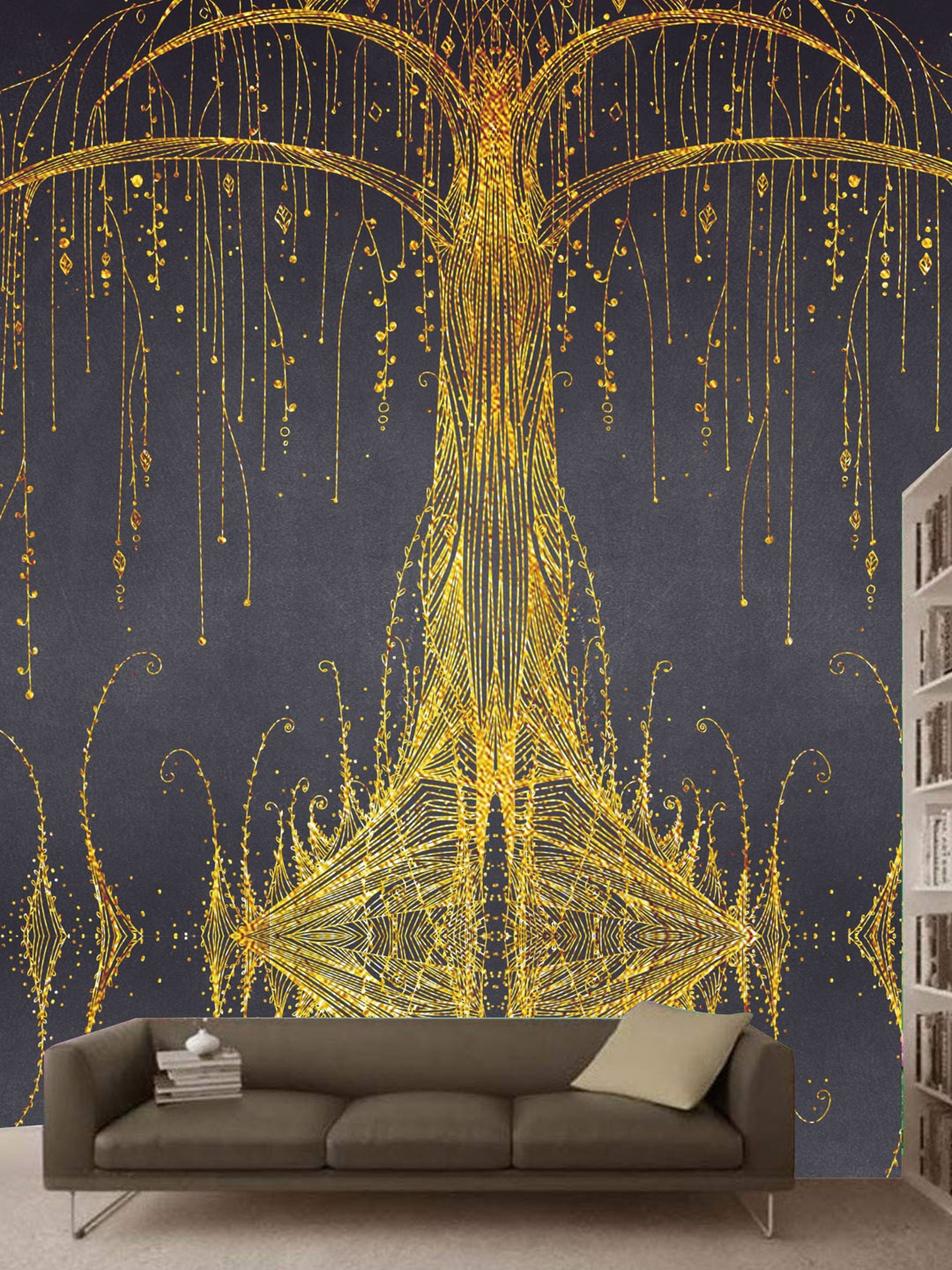 

KSHIRSA Grey & Yellow Printed Self Adhesive Removable Wallpaper