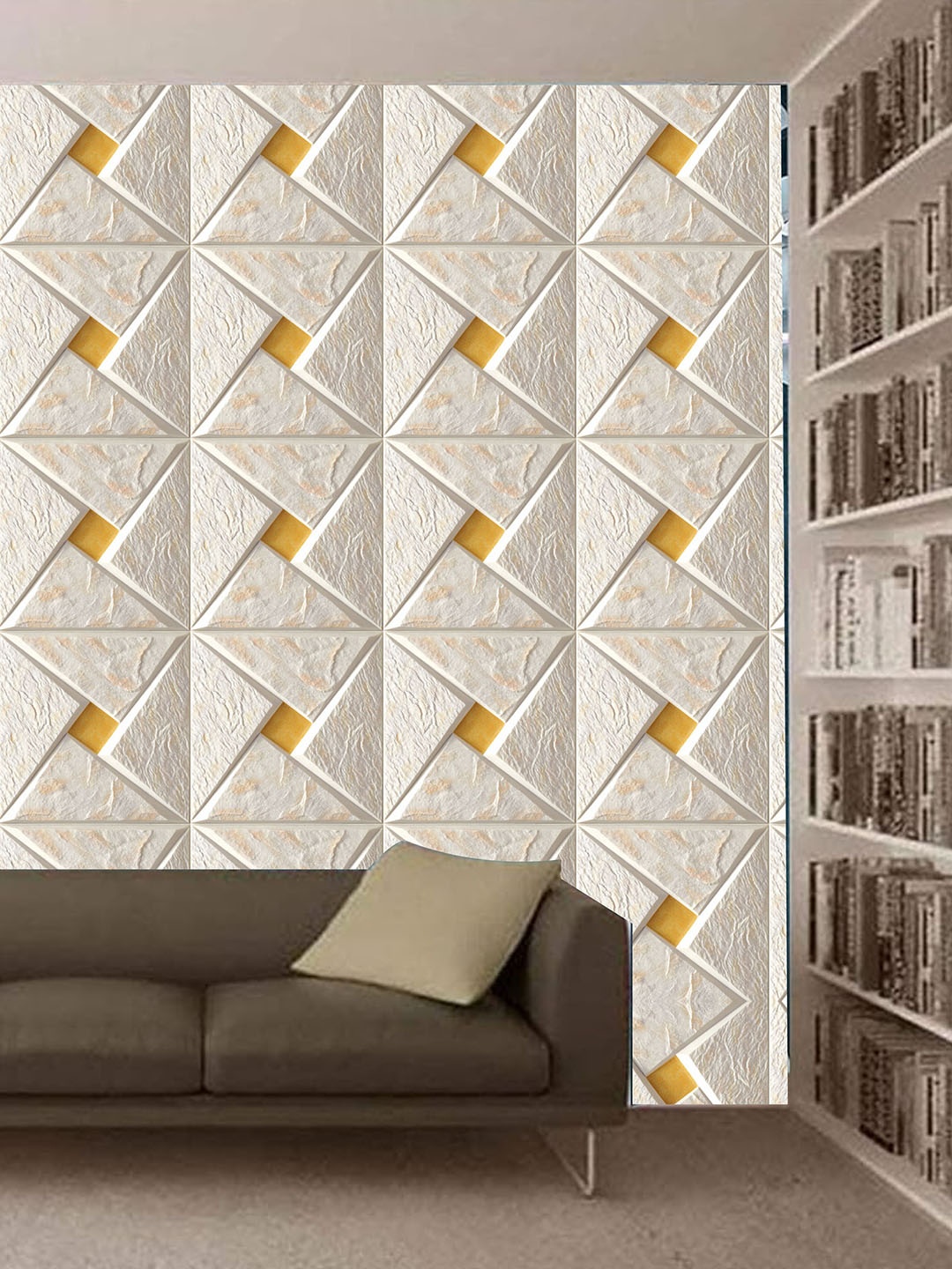 

KSHIRSA Beige Liquid Marble-Printed Self Adhesive Removable Wallpaper, White