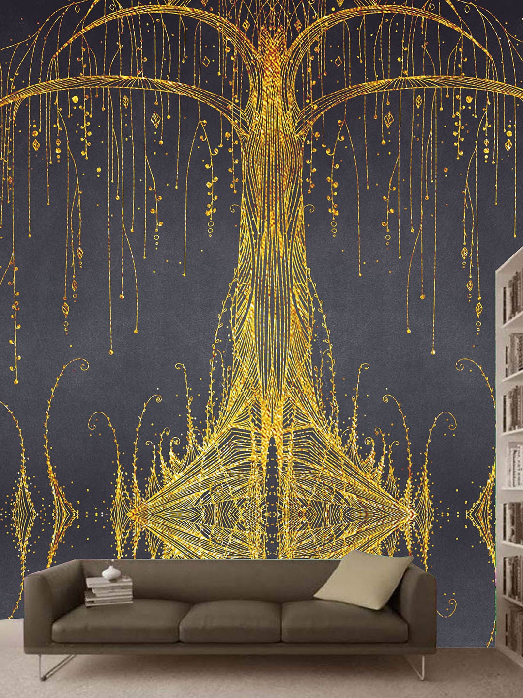 

KSHIRSA Yellow & Black Liquid Marble-Printed Self Adhesive Wall Decals & Stickers