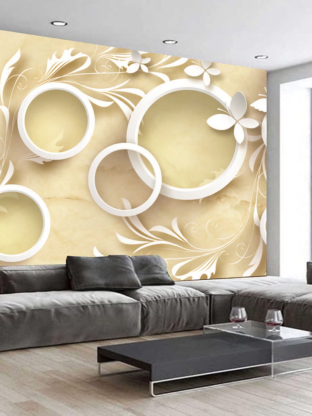 

KSHIRSA Beige Printed Self-Adhesive Wallpaper