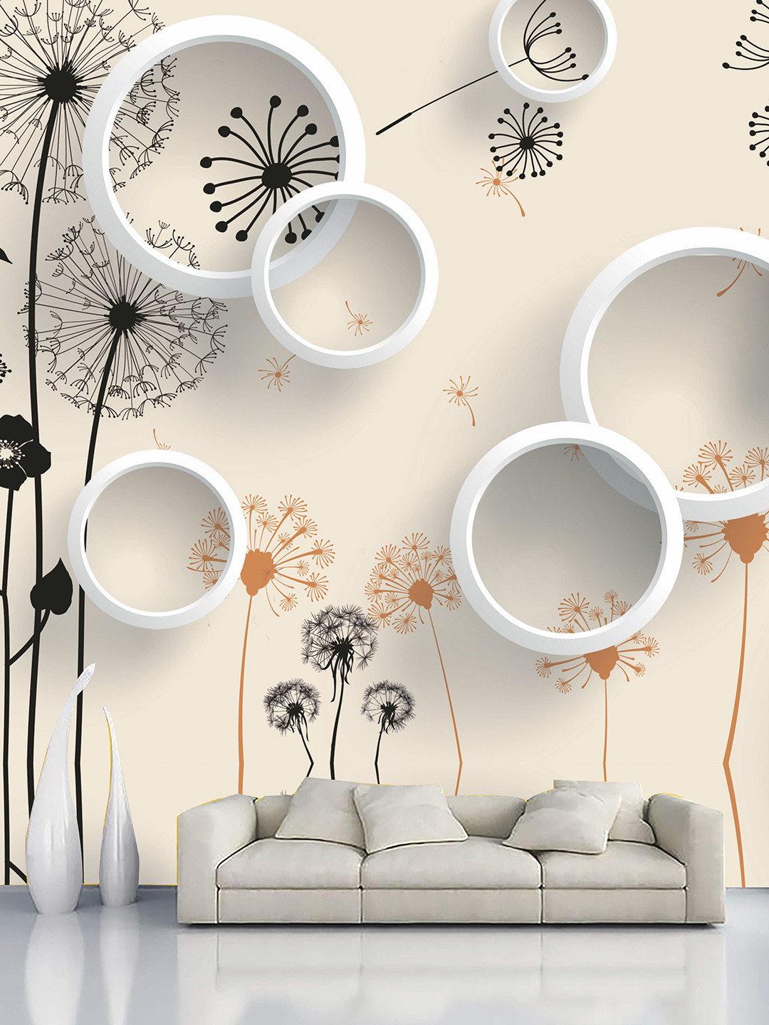 

KSHIRSA Beige & White Printed Self Adhesive Removable Wall Paper