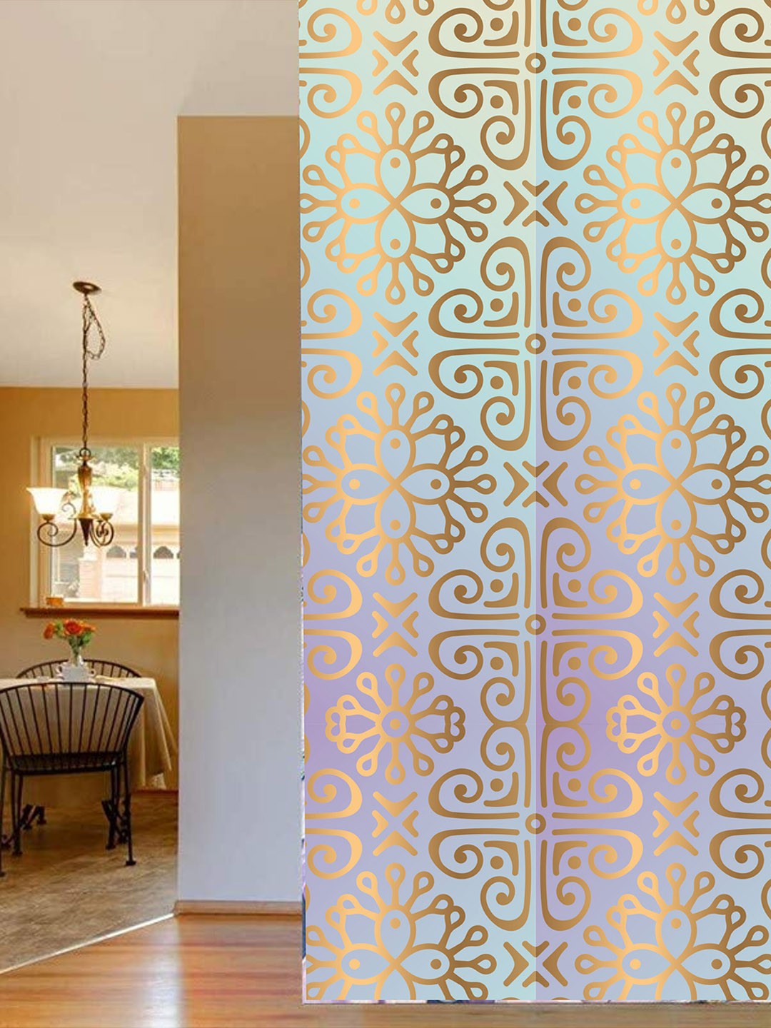 

KSHIRSA Gold toned white Abstract Self Adhesive Removable Wall Stickers
