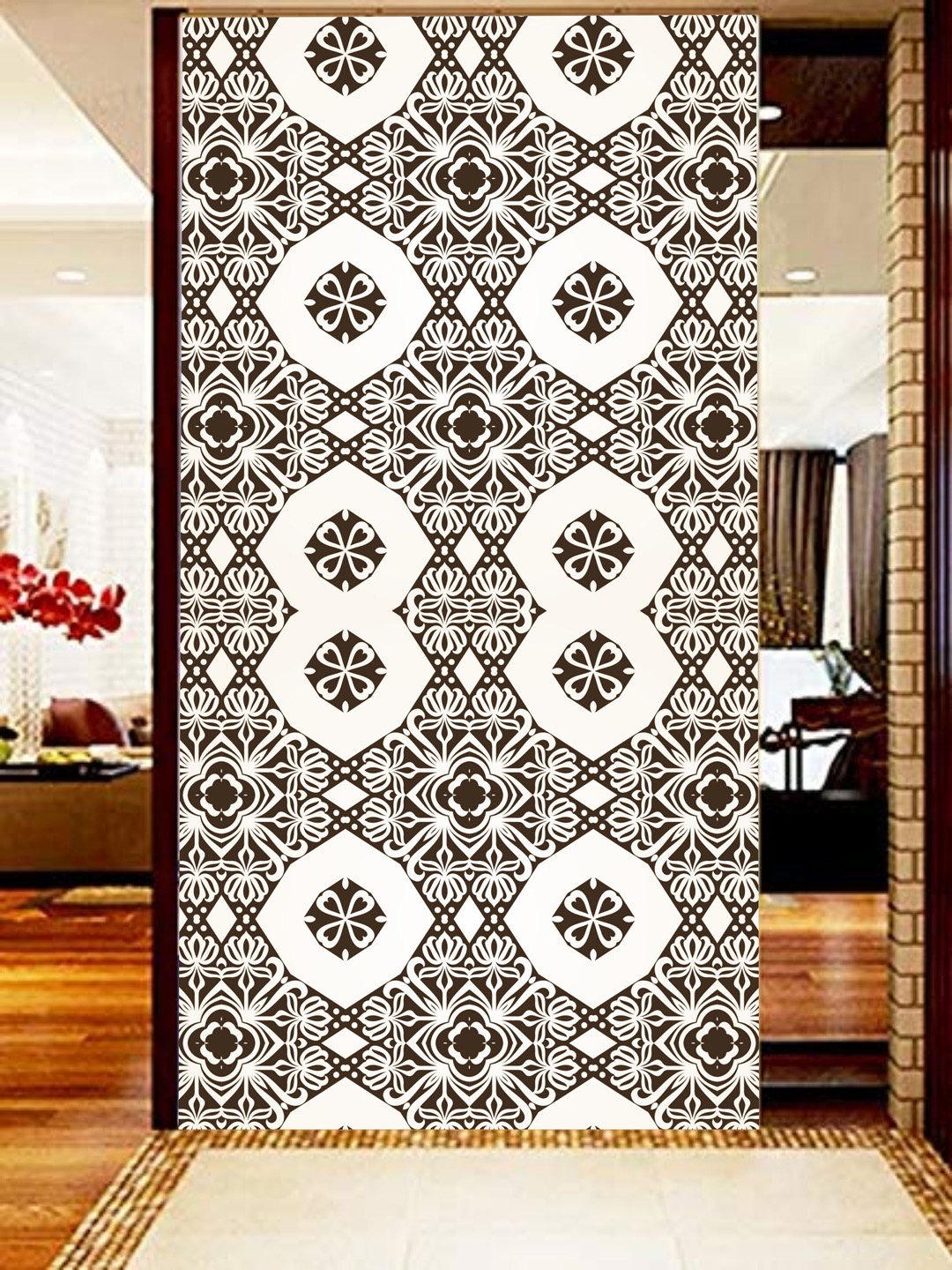

KSHIRSA Brown White Abstract Self Adhesive Removable Wall Stickers