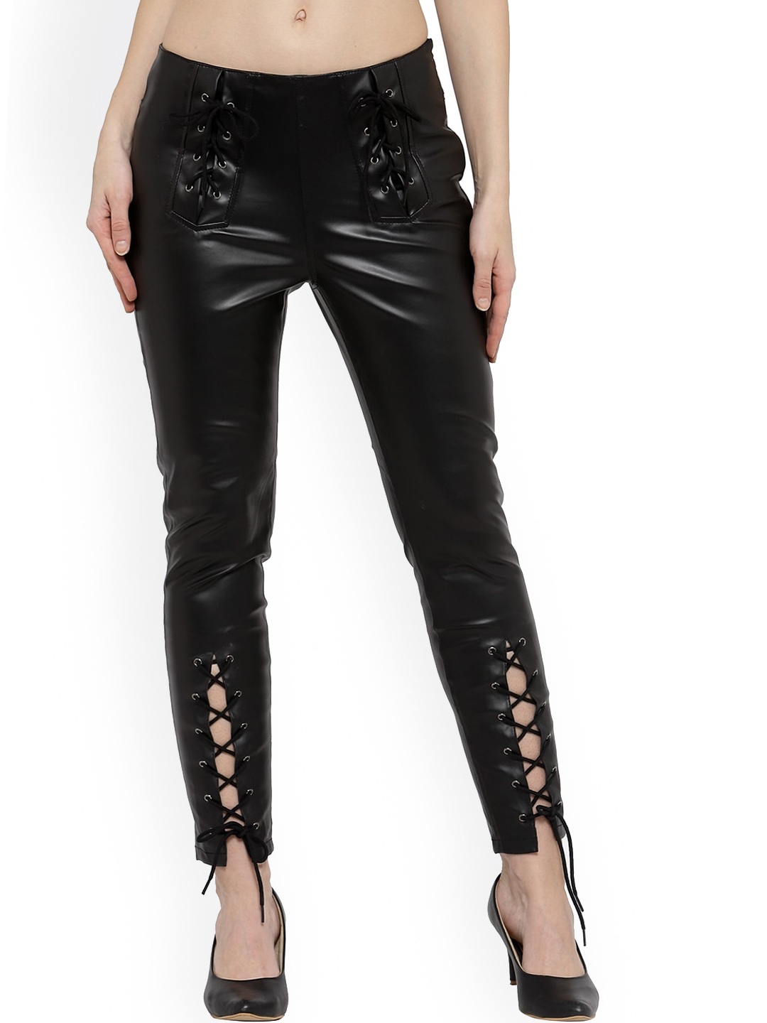 

BEAVER Women Sharp Mid-Rise Skinny Fit Trousers, Black
