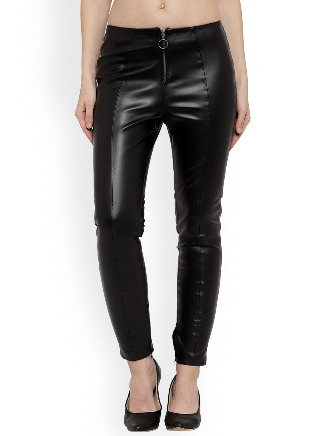 

BEAVER Women Sharp Mid-Rise Skinny Fit Trousers, Black