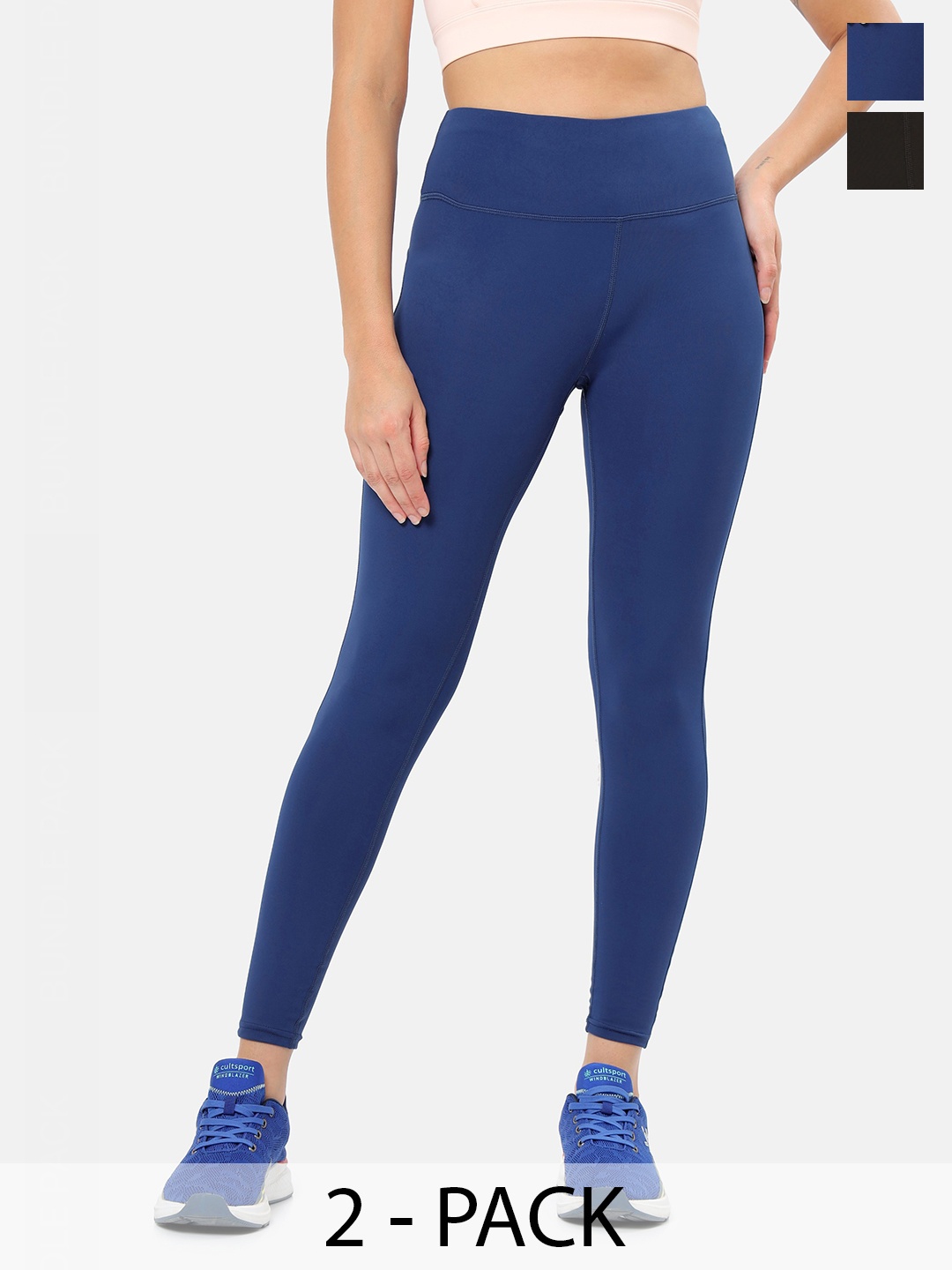 

CULT Women Pack of 2 High Waist Compression Tights, Navy blue