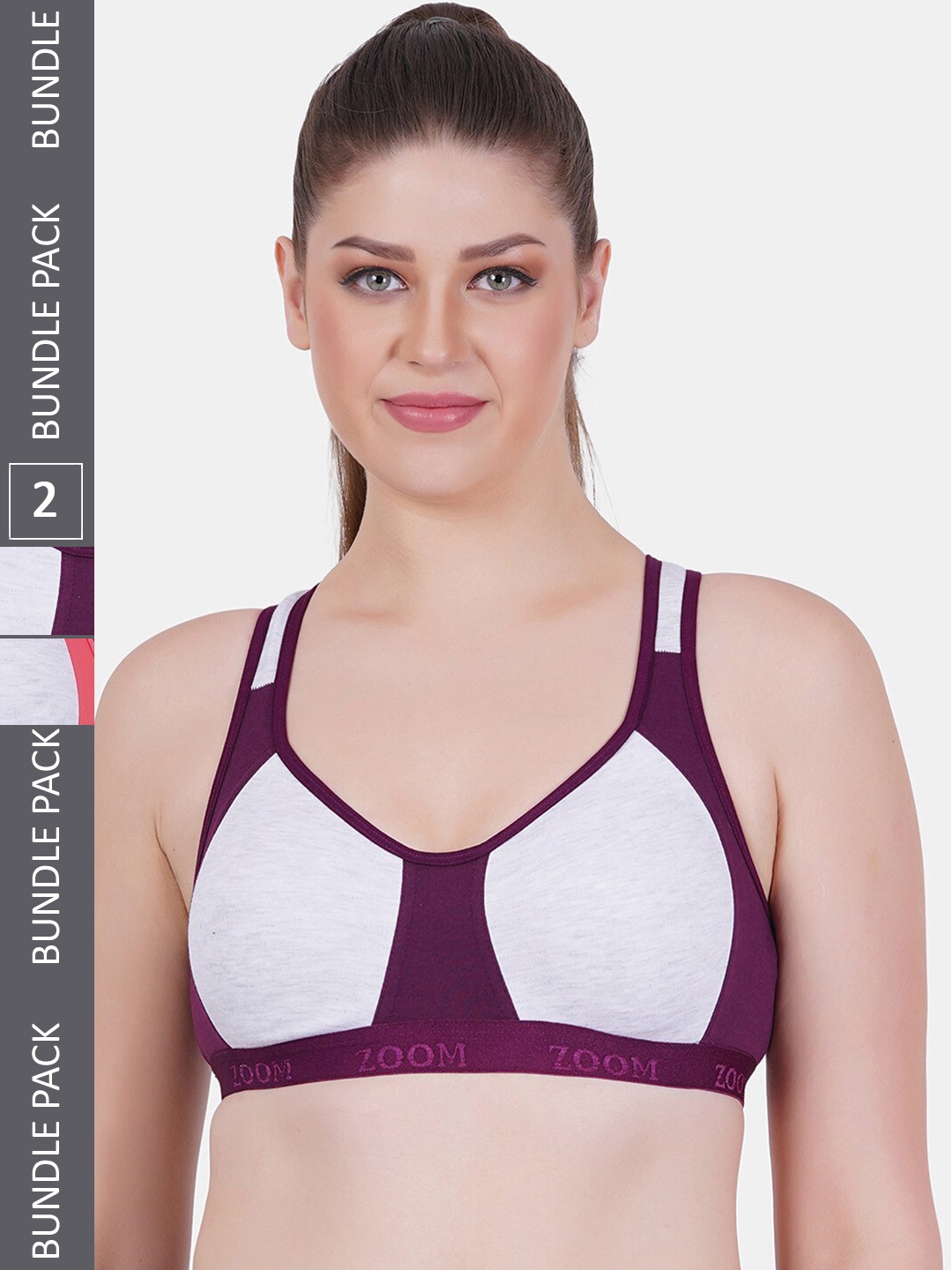 

Reveira Pack Of 2 Full Coverage Non Padded Sports Bra With All Day Comfort, White