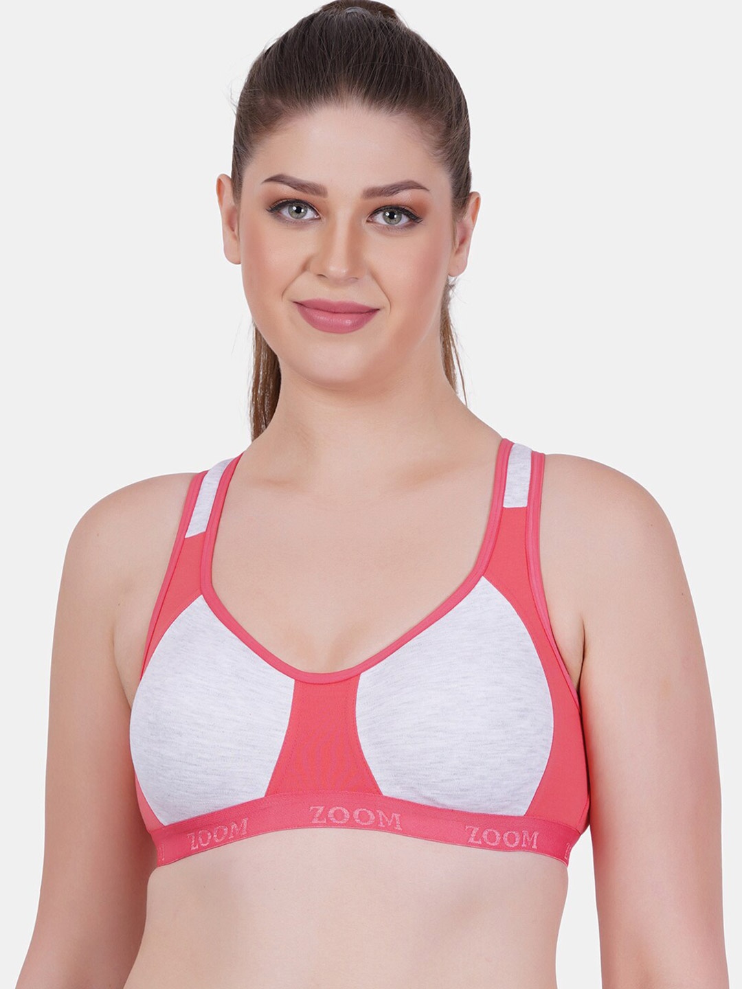 

Reveira Colourblocked Non-Padded All Day Comfort Dry-Fit Sports Bra, Orange