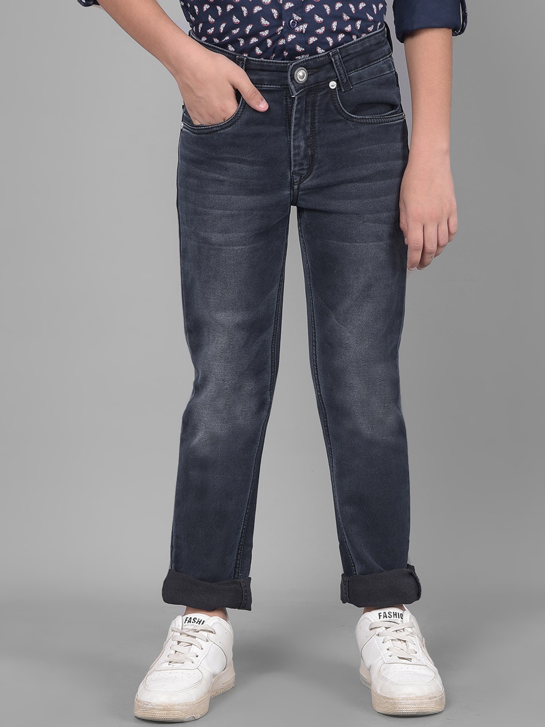 

Crimsoune Club Boys Slim Fit Light Fade Comfort Stretchable Jeans, Black