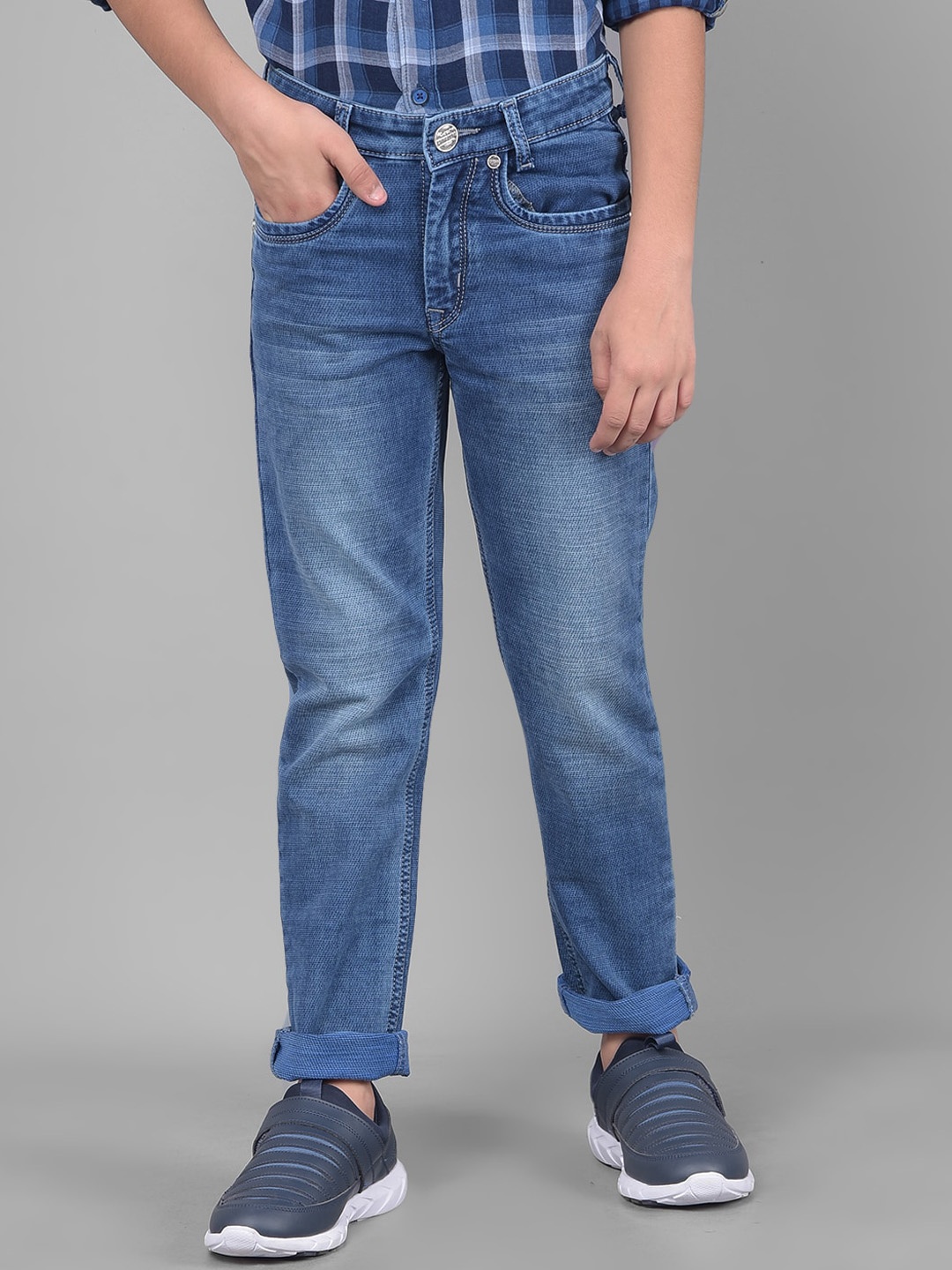 

Crimsoune Club Boys Slim Fit Light Fade Comfort Stretchable Jeans, Blue