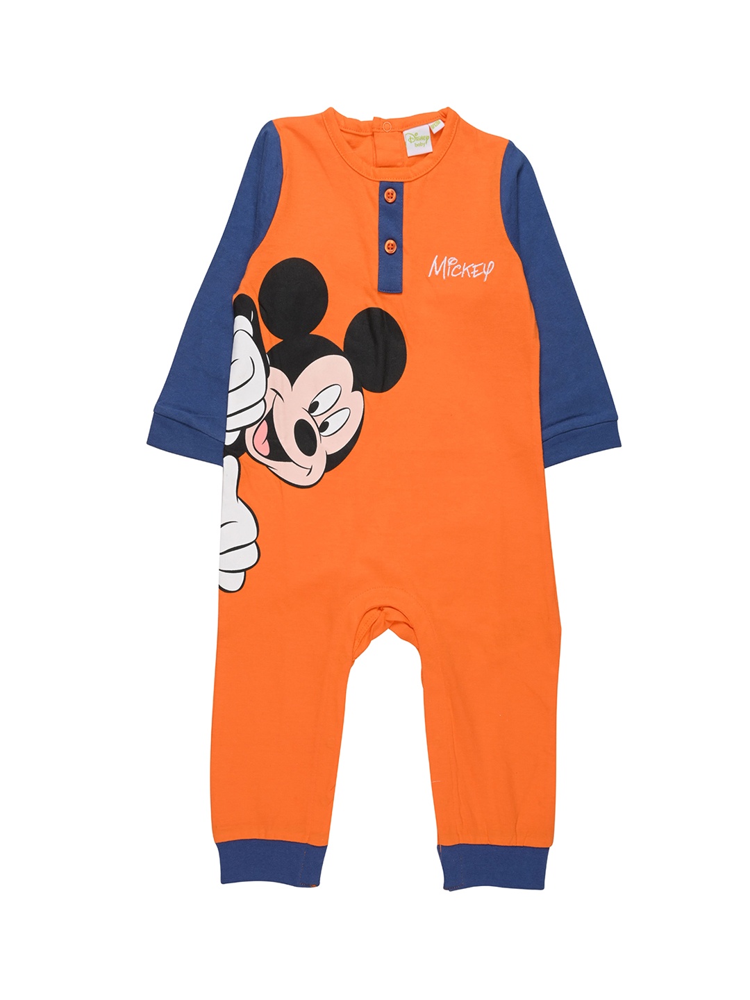

mothercare Infant Boys Mickey Mouse Printed Cotton Romper, Orange