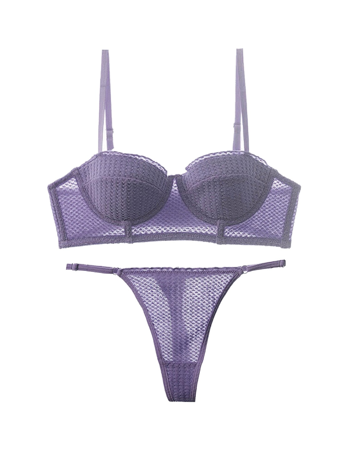 

LULU & SKY Textured Lingerie Set, Purple