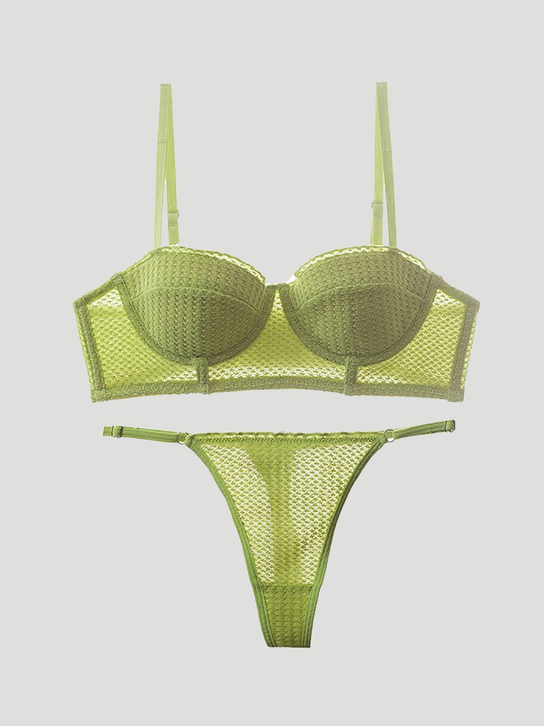 

LULU & SKY Textured Lingerie Set, Green