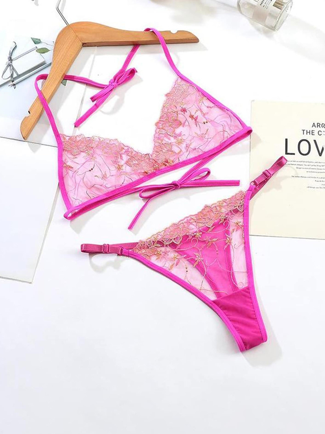 

LULU & SKY Seld Design Lingerie Set, Fuchsia
