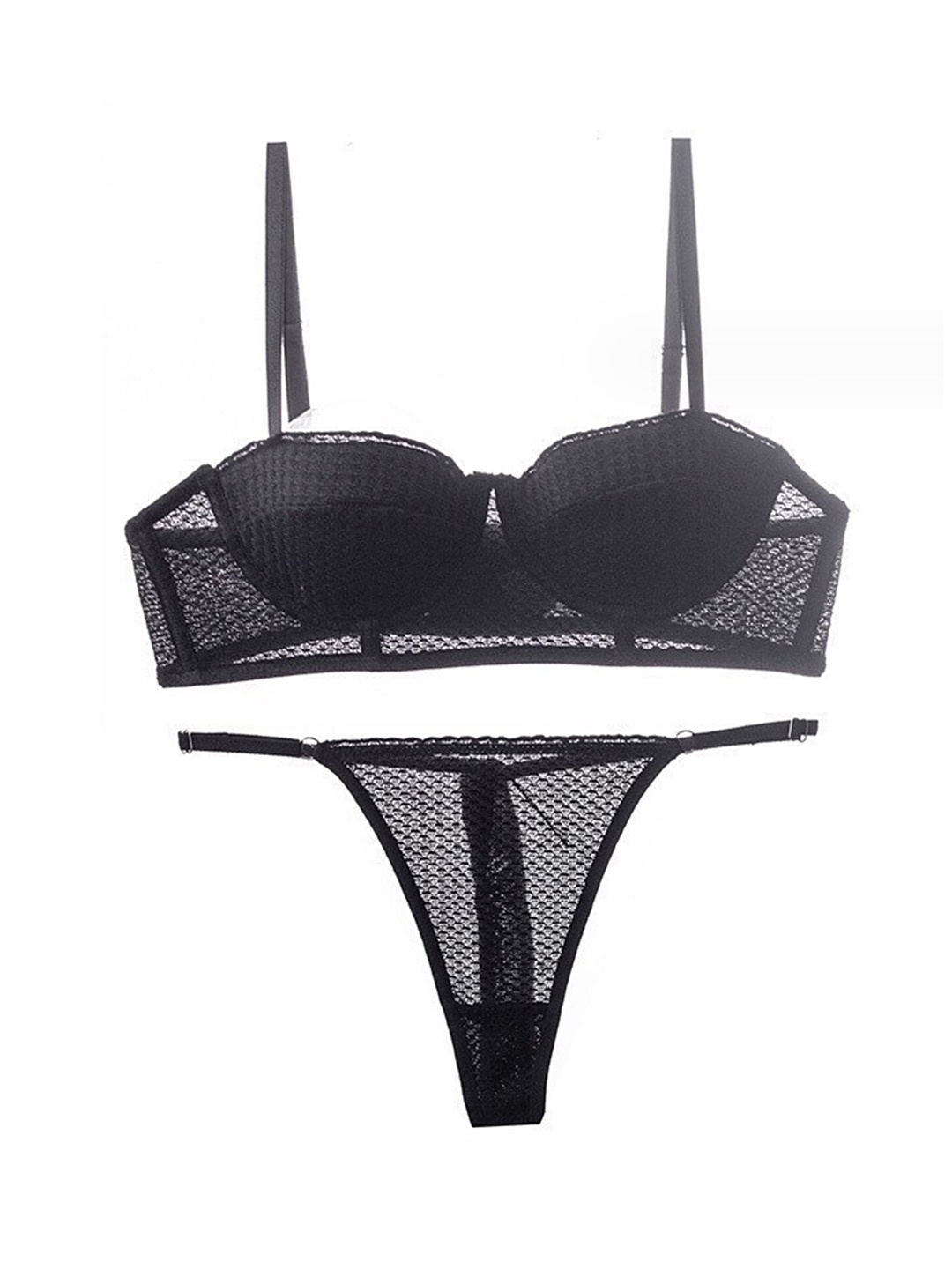 

LULU & SKY Self-Design Lingerie Set, Black