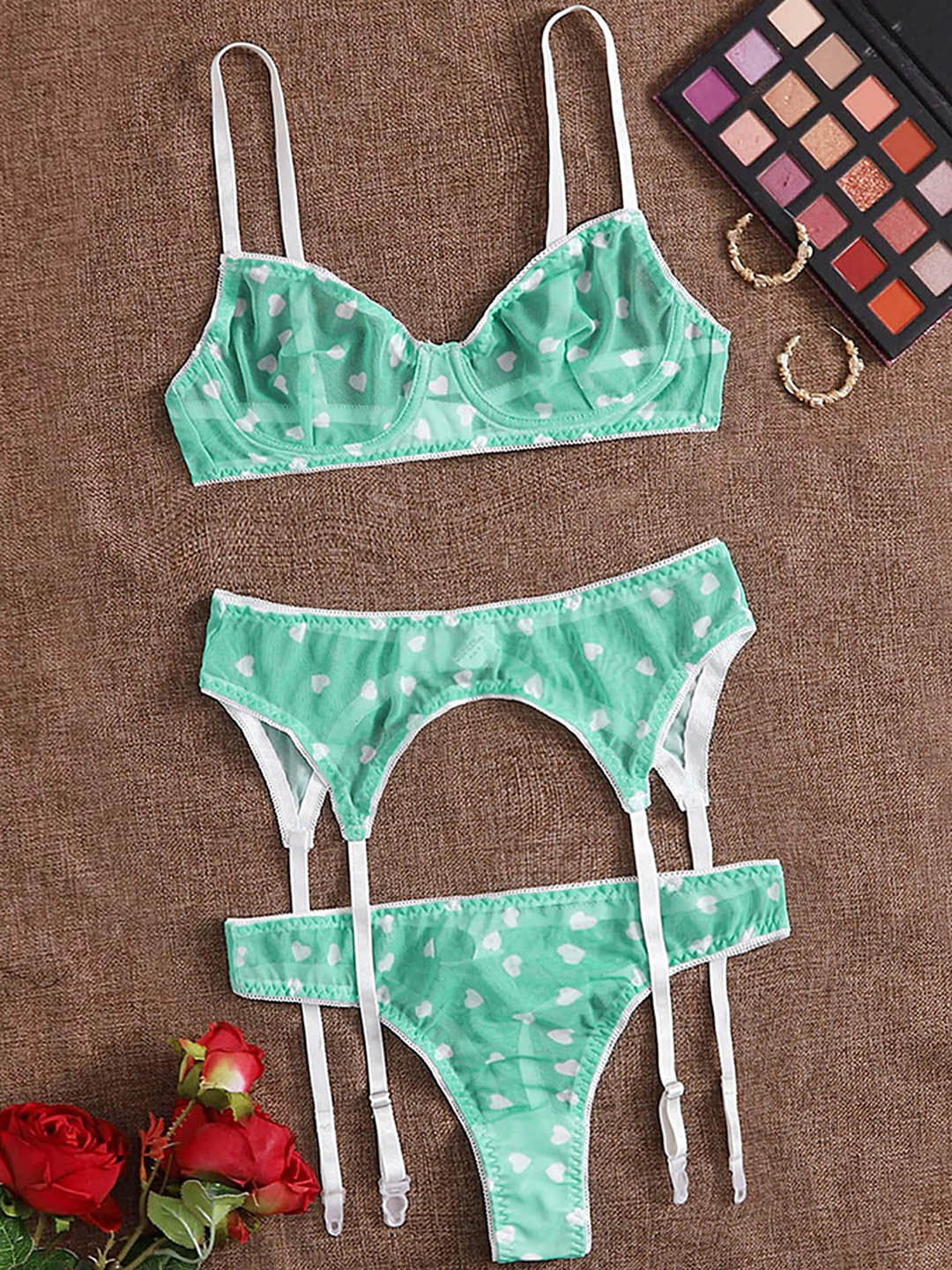 

LULU & SKY 3Pcs Printed Lingerie Set YY575-LIGHT GREEN