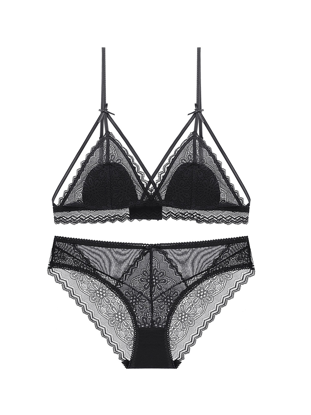 

LULU & SKY Lace Lingerie Set, Black