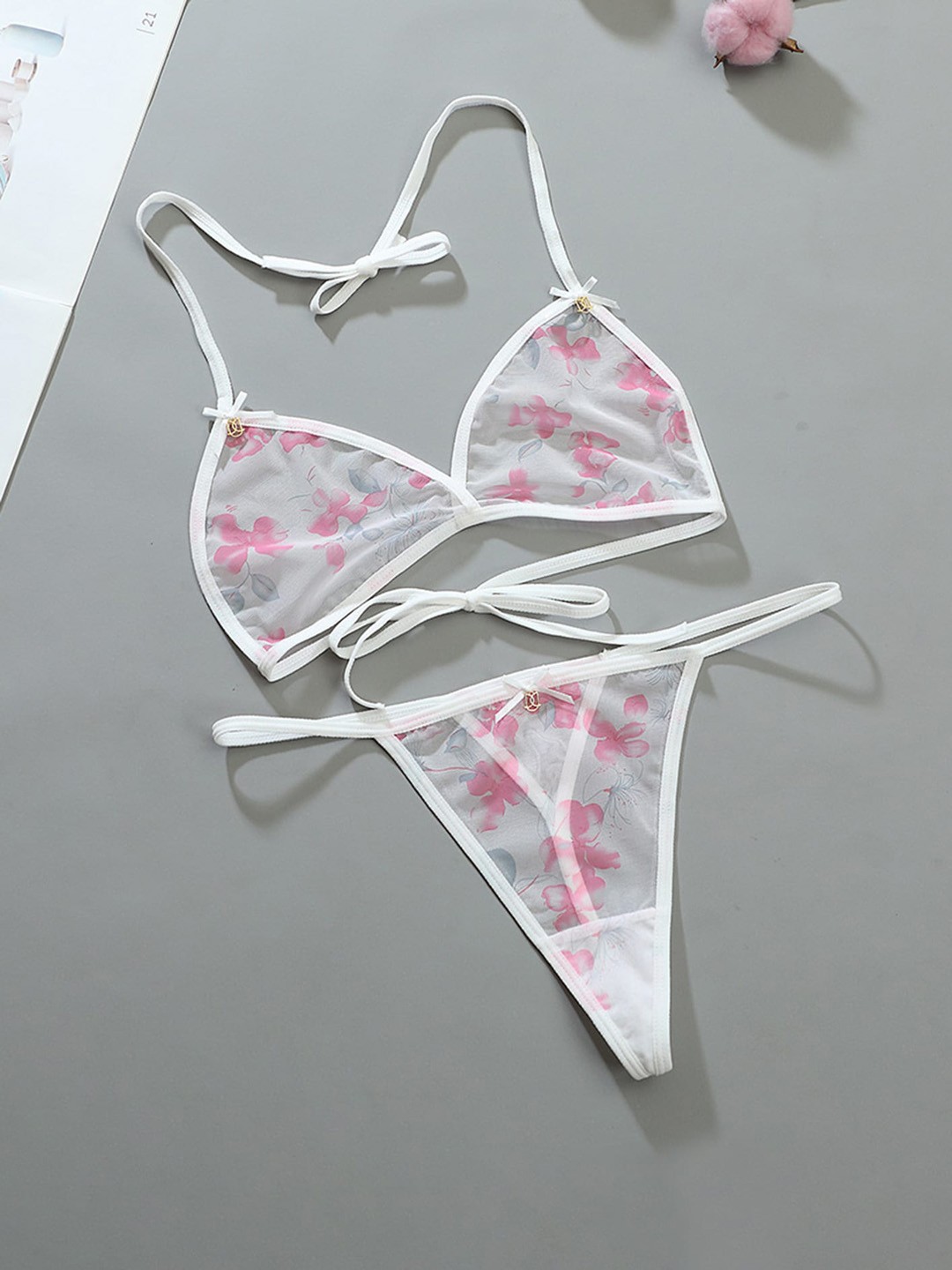 

LULU & SKY Printed Lingerie Set, White