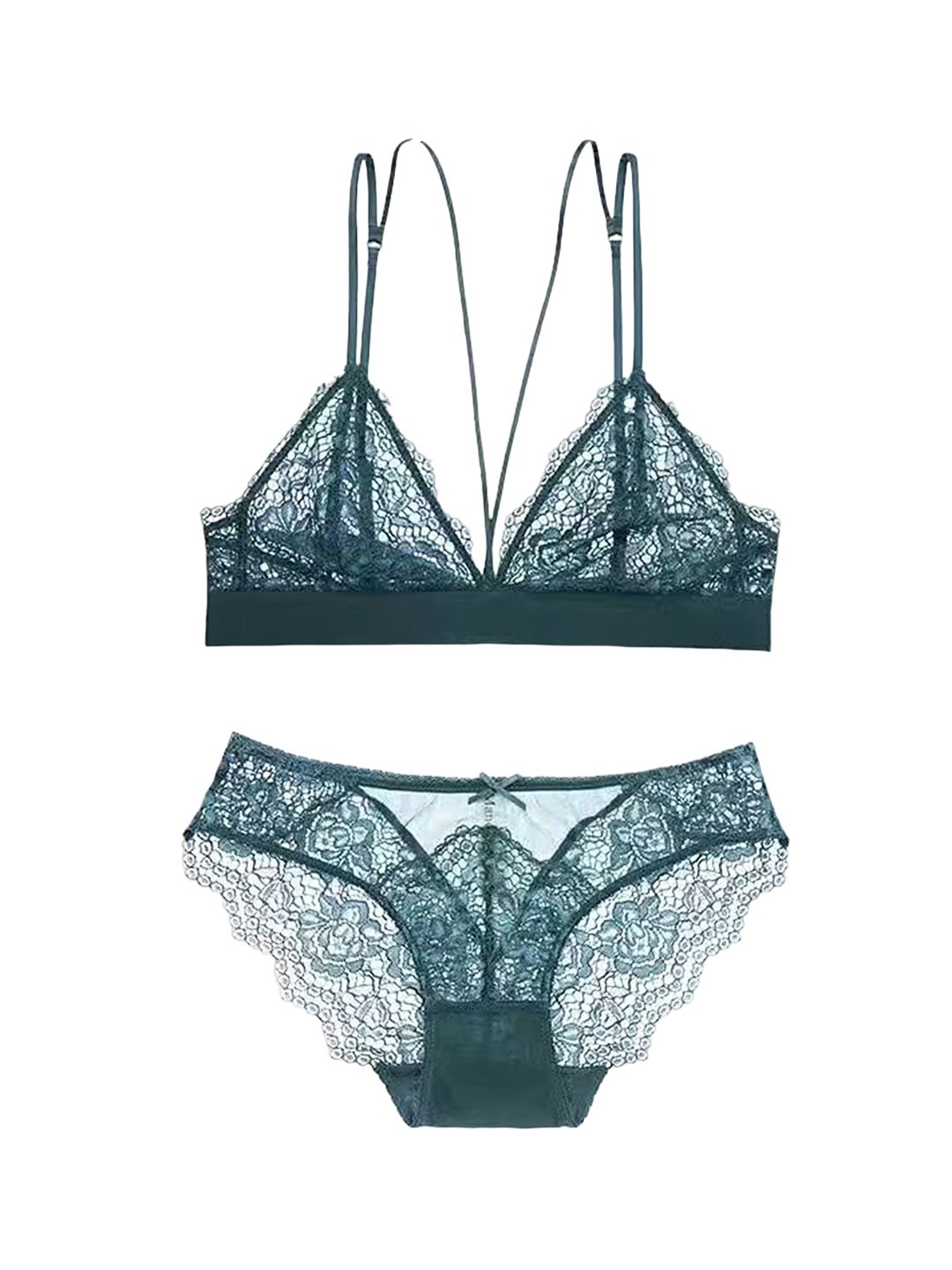 

LULU & SKY Self Designed Lace Lingerie Set, Green
