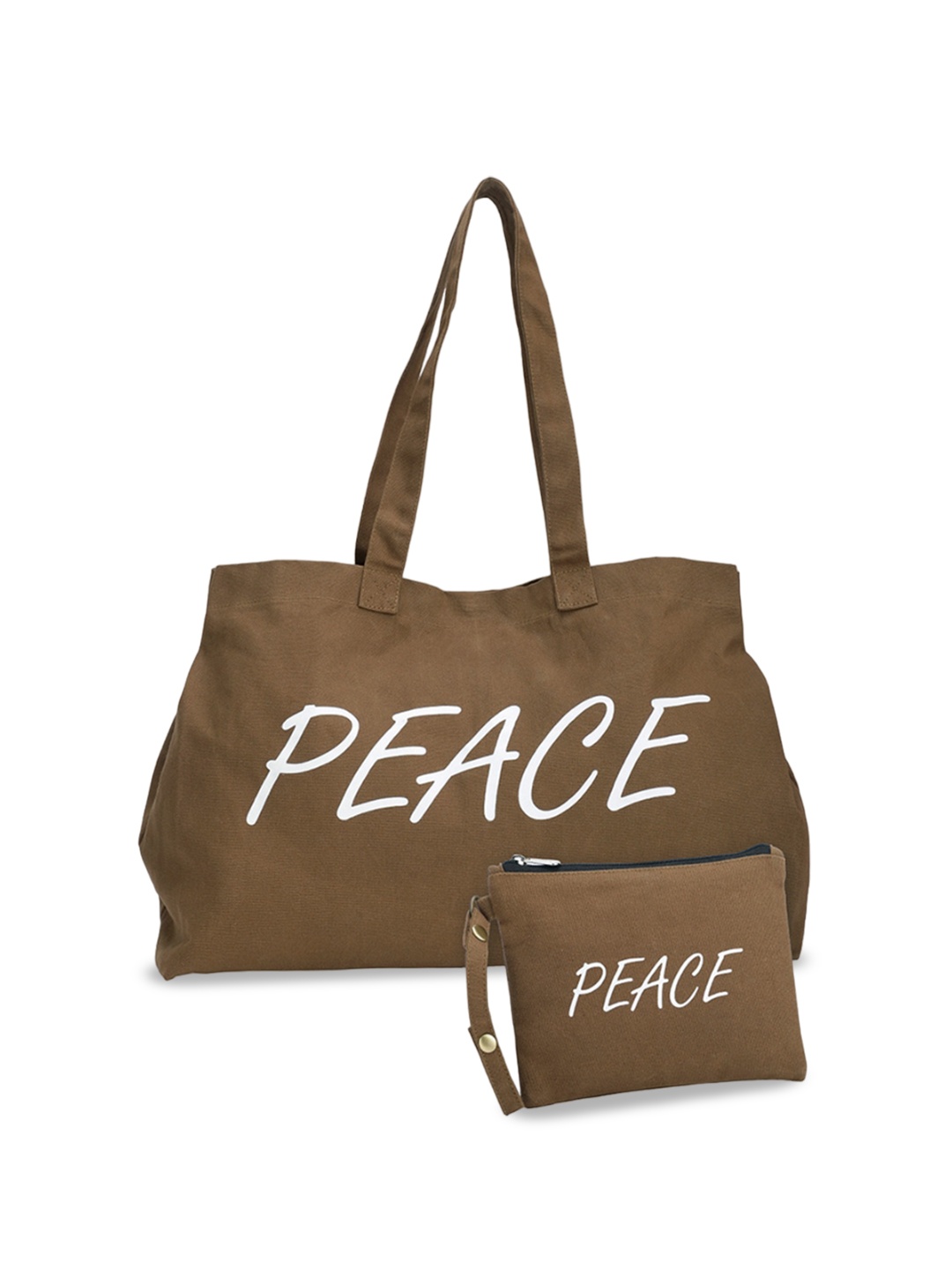

The House of Tara Typography Printed Oversized Tote Bag With Pouch, Brown