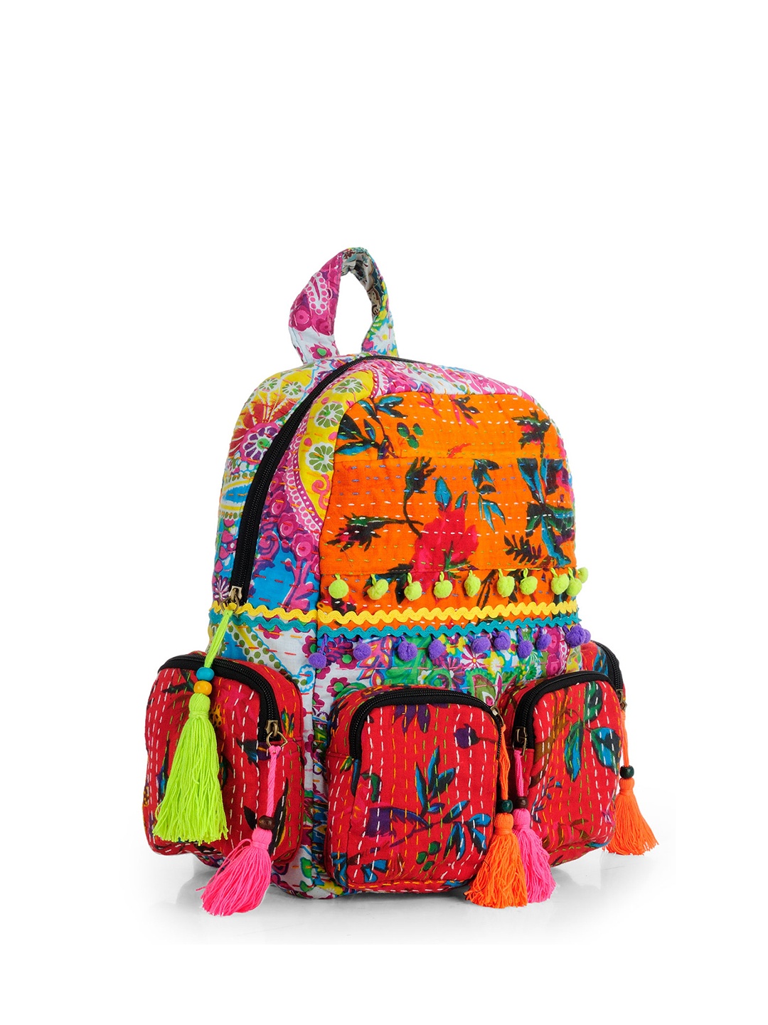 

The House of Tara Women Floral Printed Backpack, Red